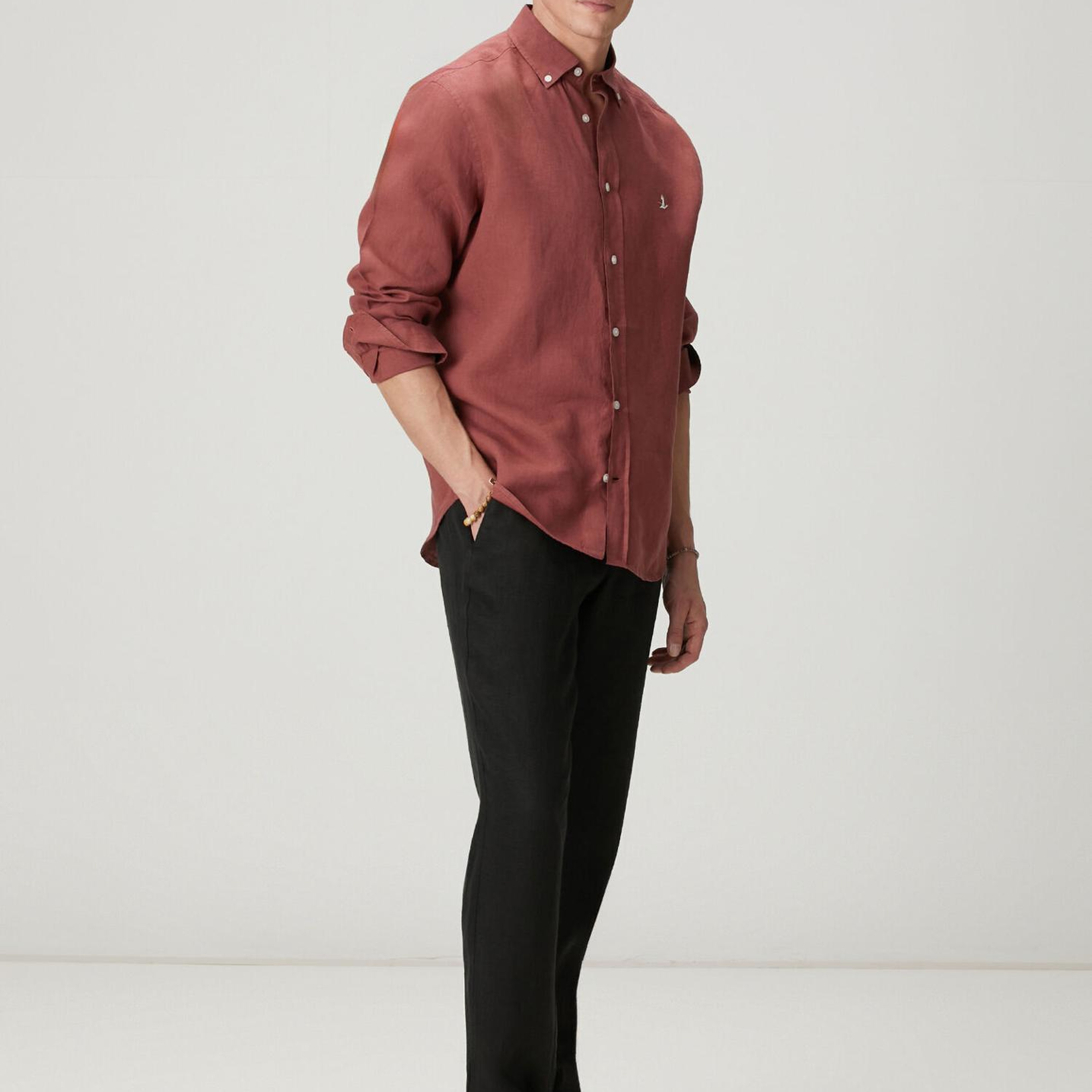 Beymen Club Erkek Comfort Fit Gül Kurusu Keten Gömlek