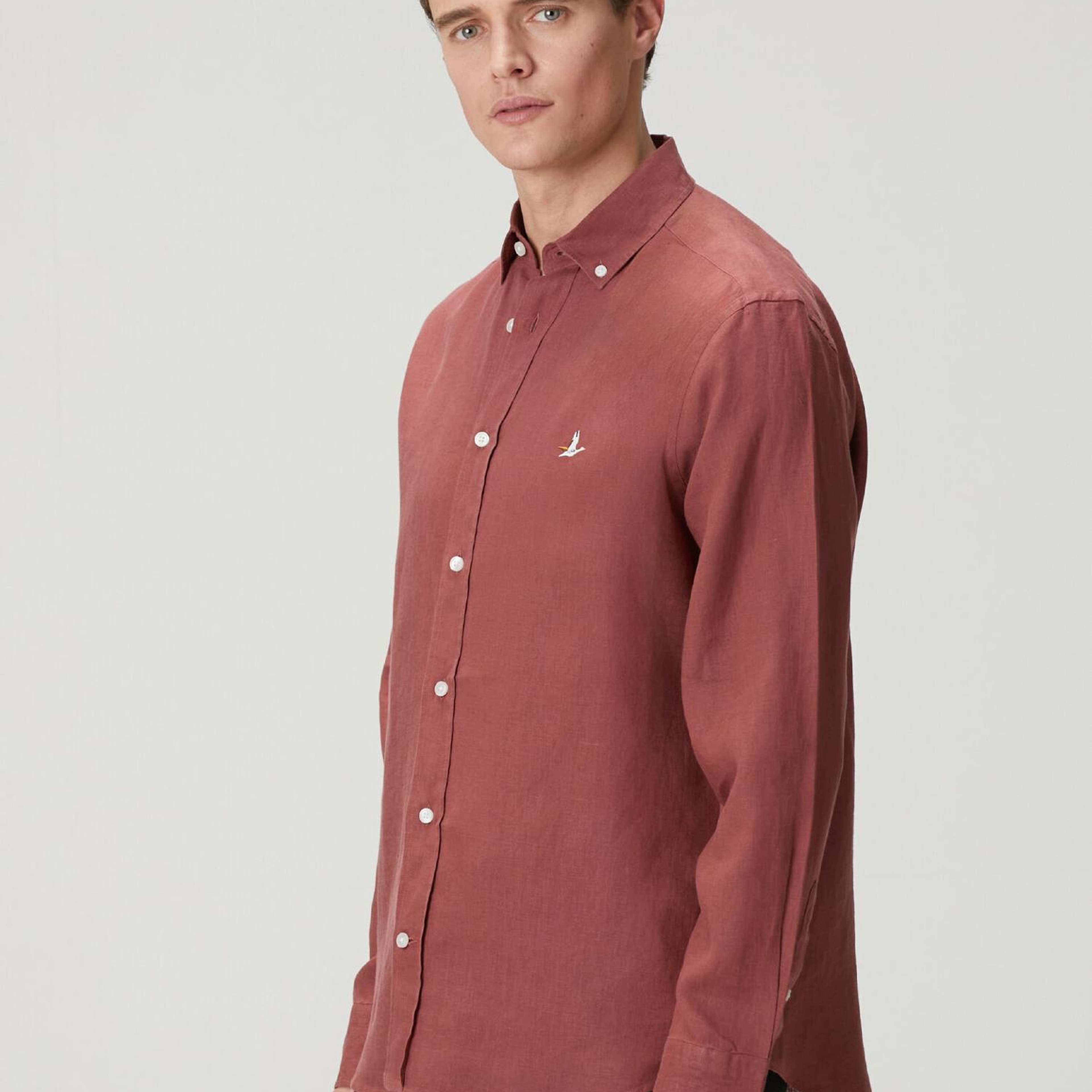 Beymen Club Erkek Comfort Fit Gül Kurusu Keten Gömlek