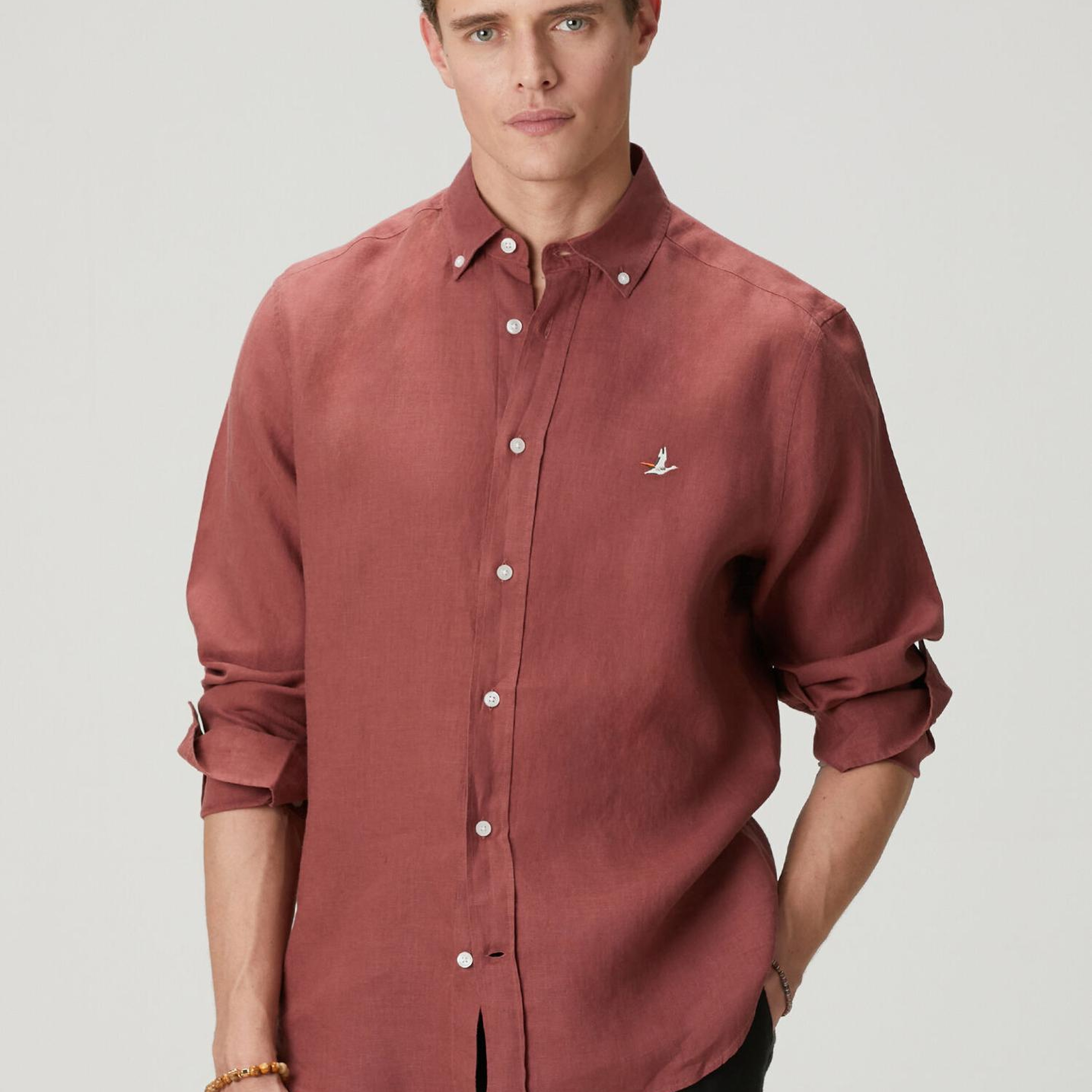 Beymen Club Erkek Comfort Fit Gül Kurusu Keten Gömlek