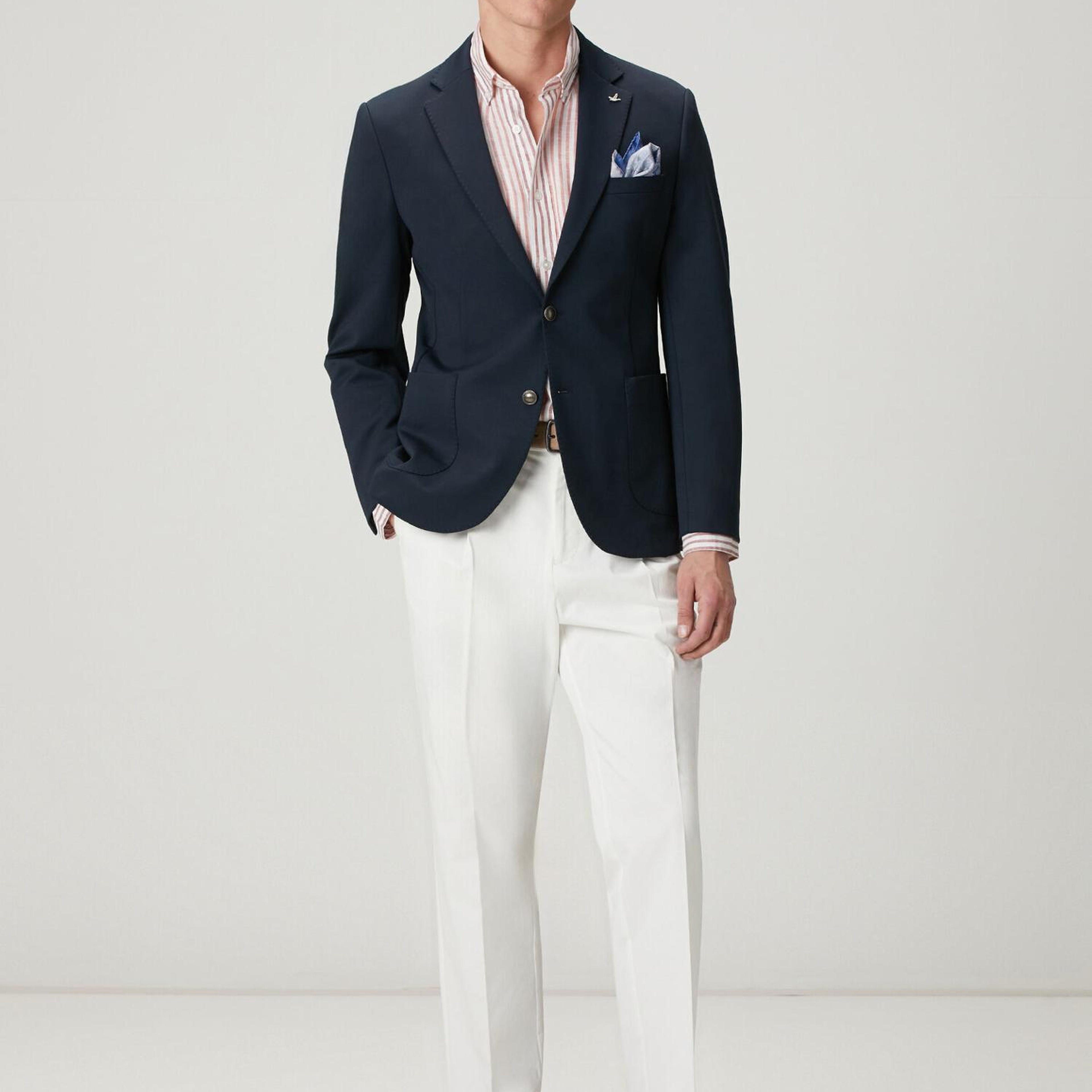 Beymen Club Erkek Comfort Fit Beyaz Bordo Çizgi Desenli Keten Gömlek