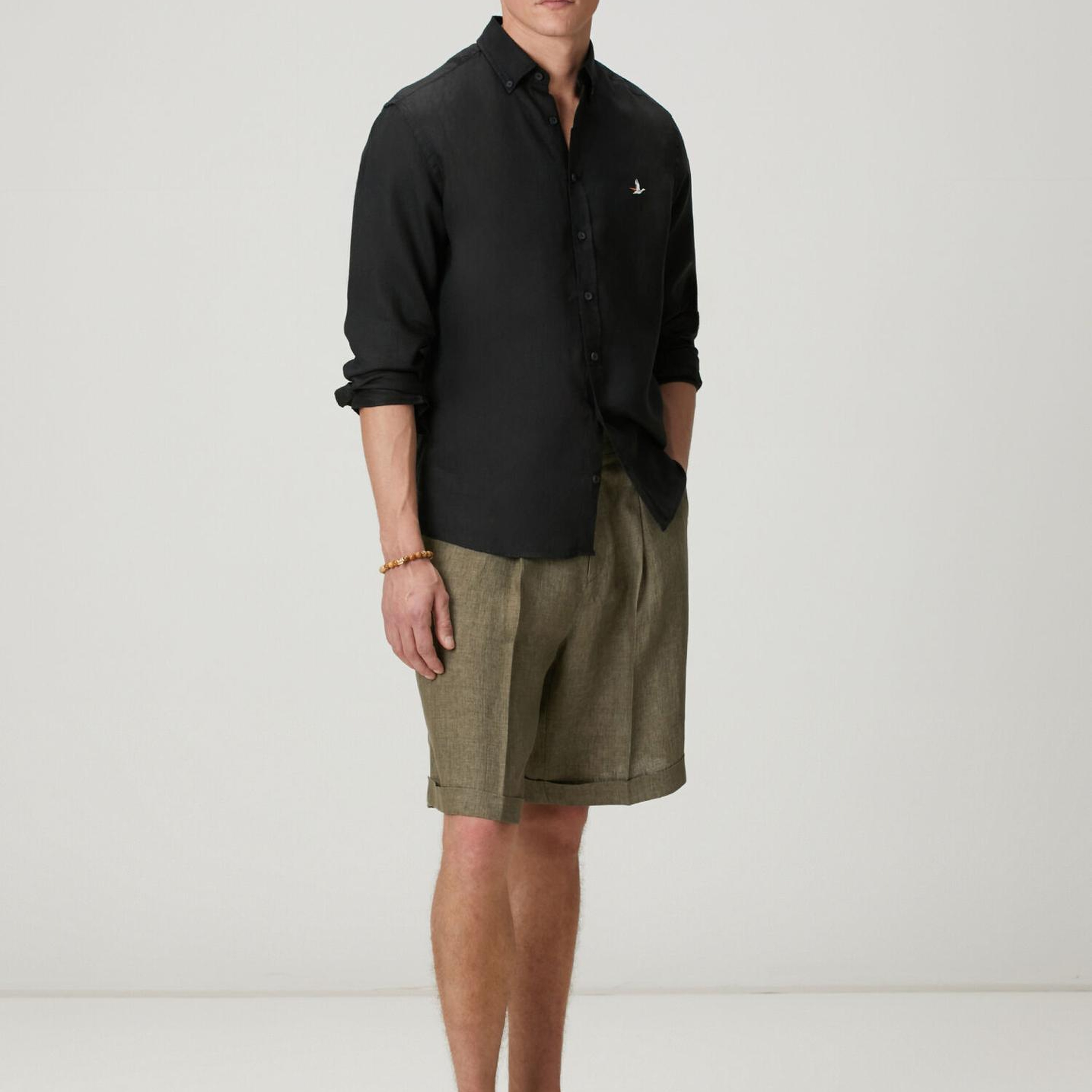 Beymen Club Erkek Comfort Fit Siyah Keten Gömlek