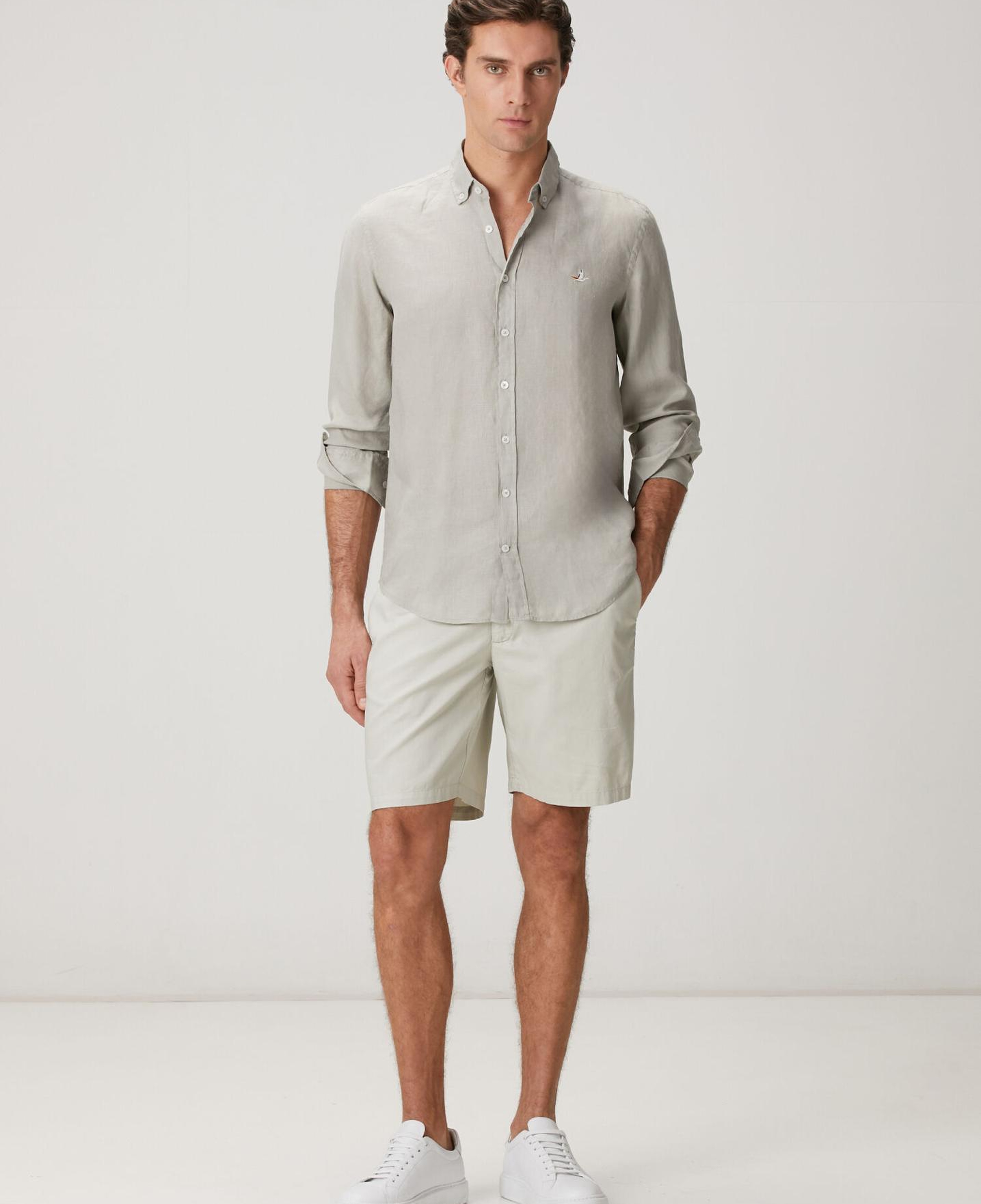 Beymen Club Erkek Comfort Fit Açık Haki Keten Gömlek