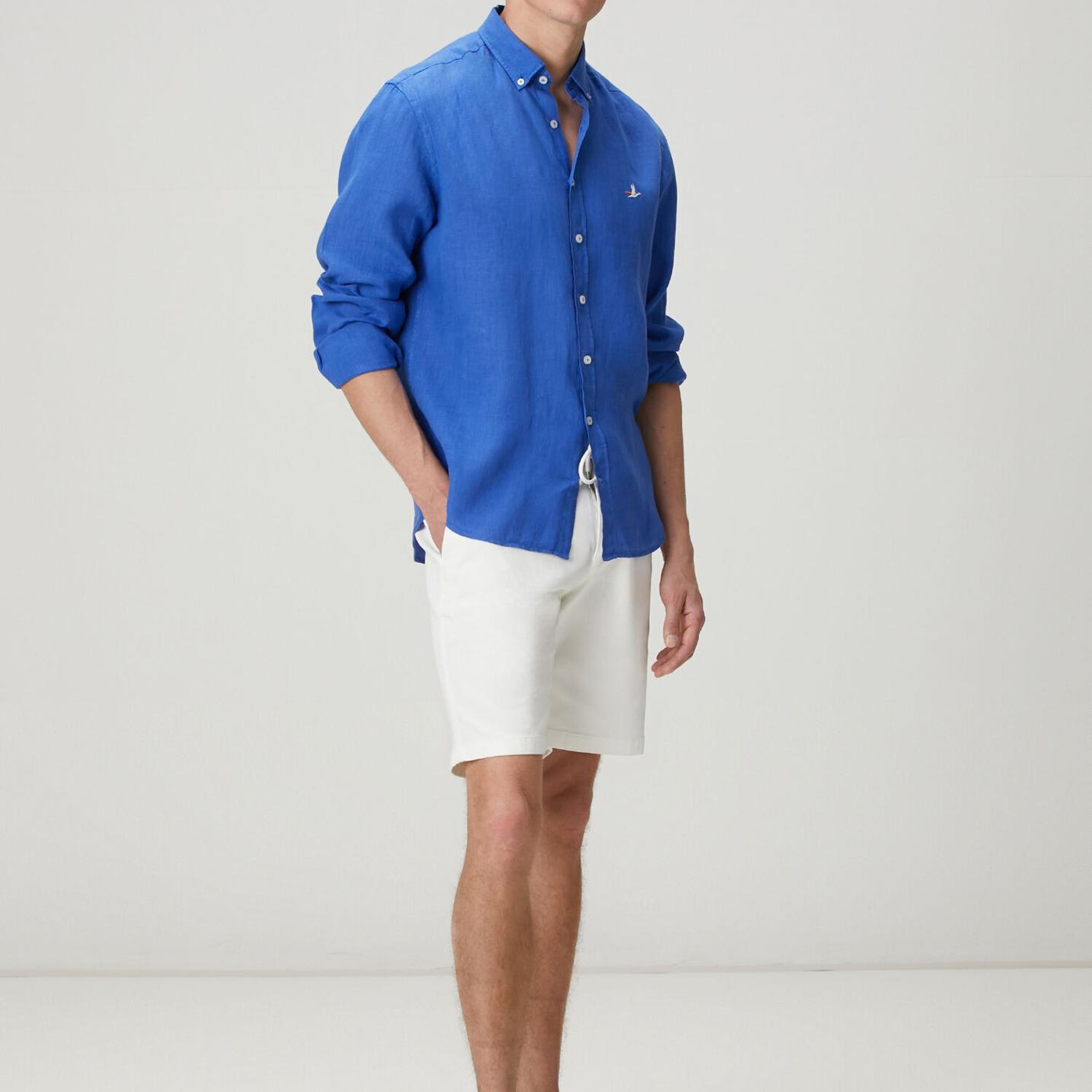 Beymen Club Erkek Comfort Fit Kobalt Keten Gömlek