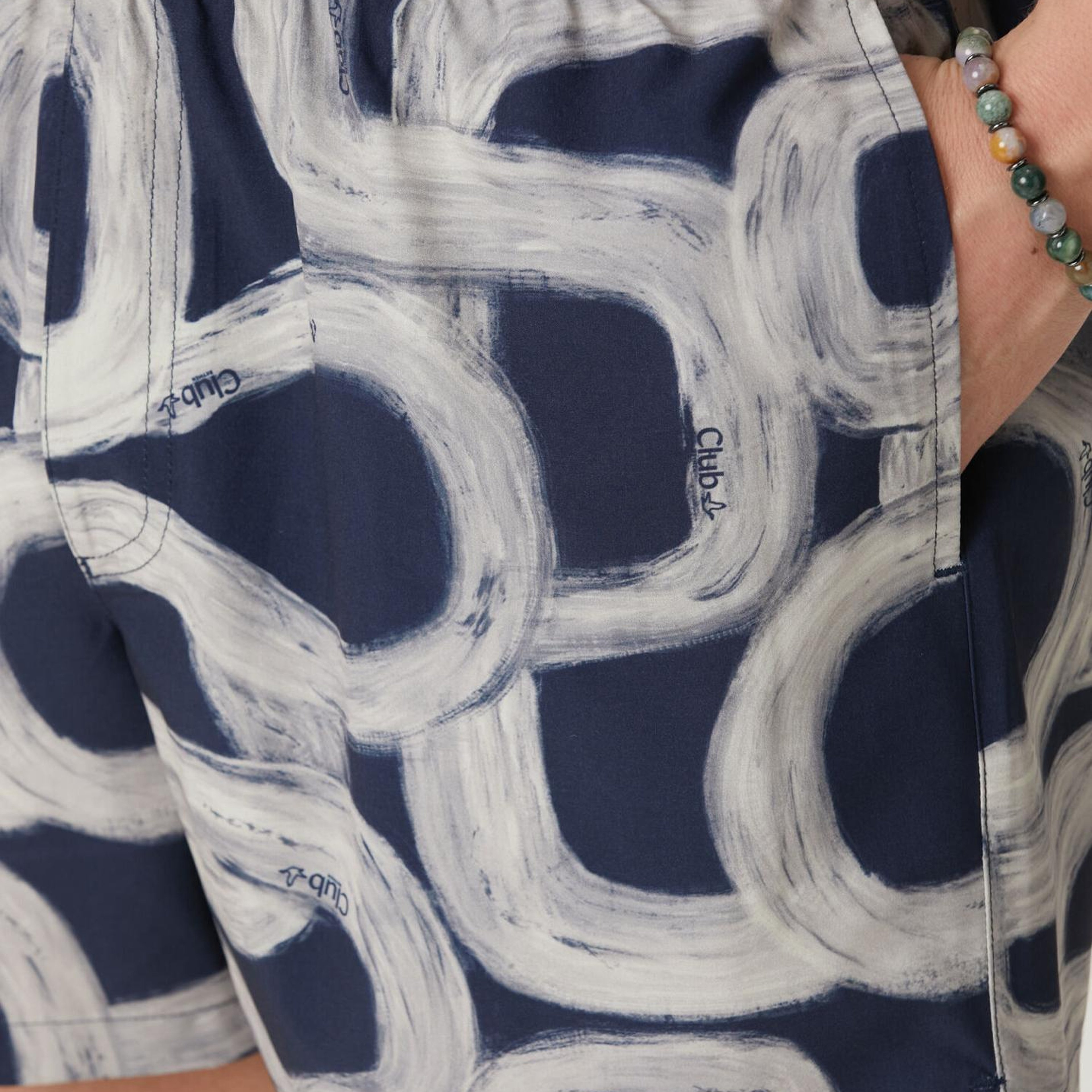 Beymen Club Erkek Lacivert Desenli Kısa Mayo