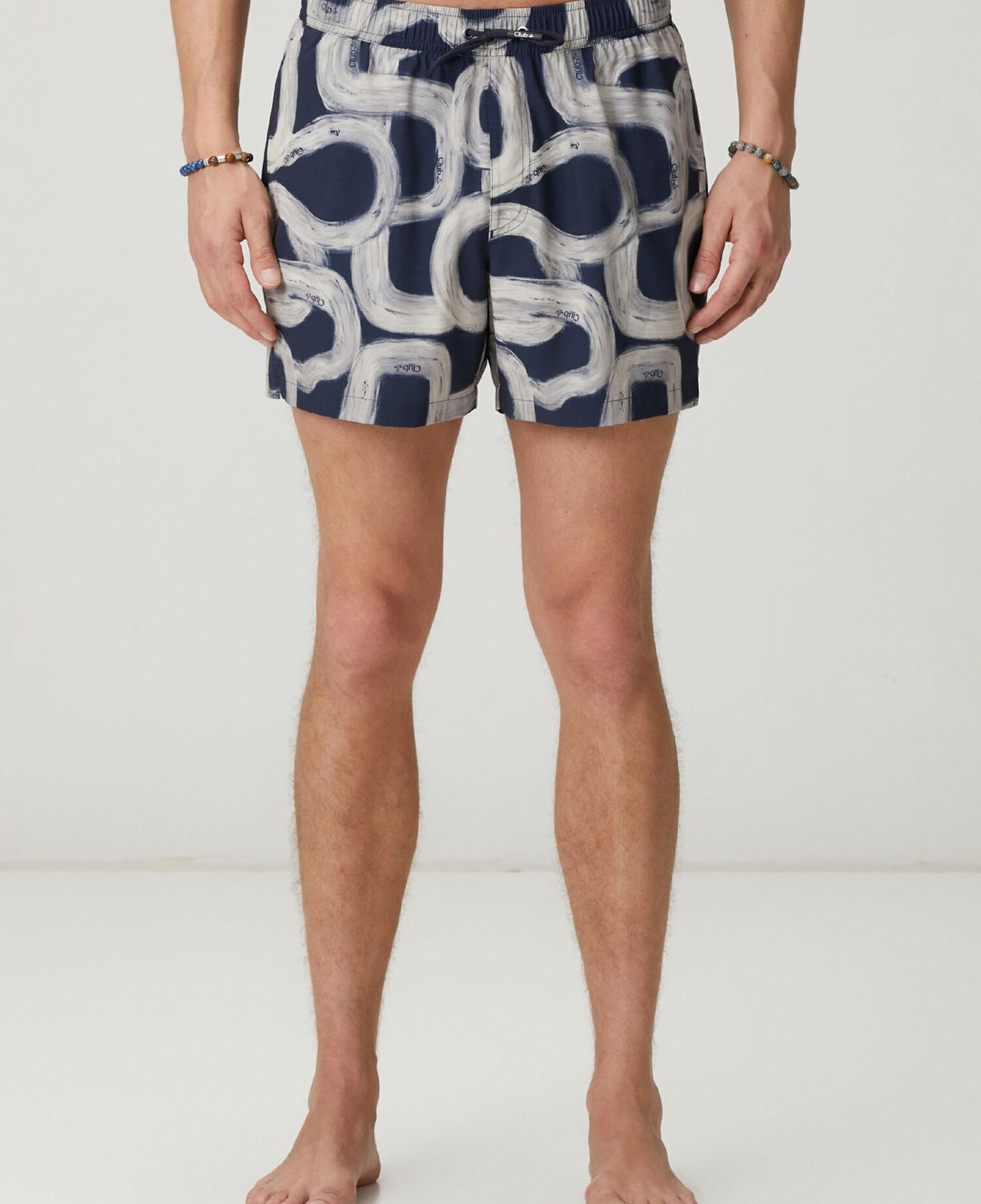 Beymen Club Erkek Lacivert Desenli Kısa Mayo