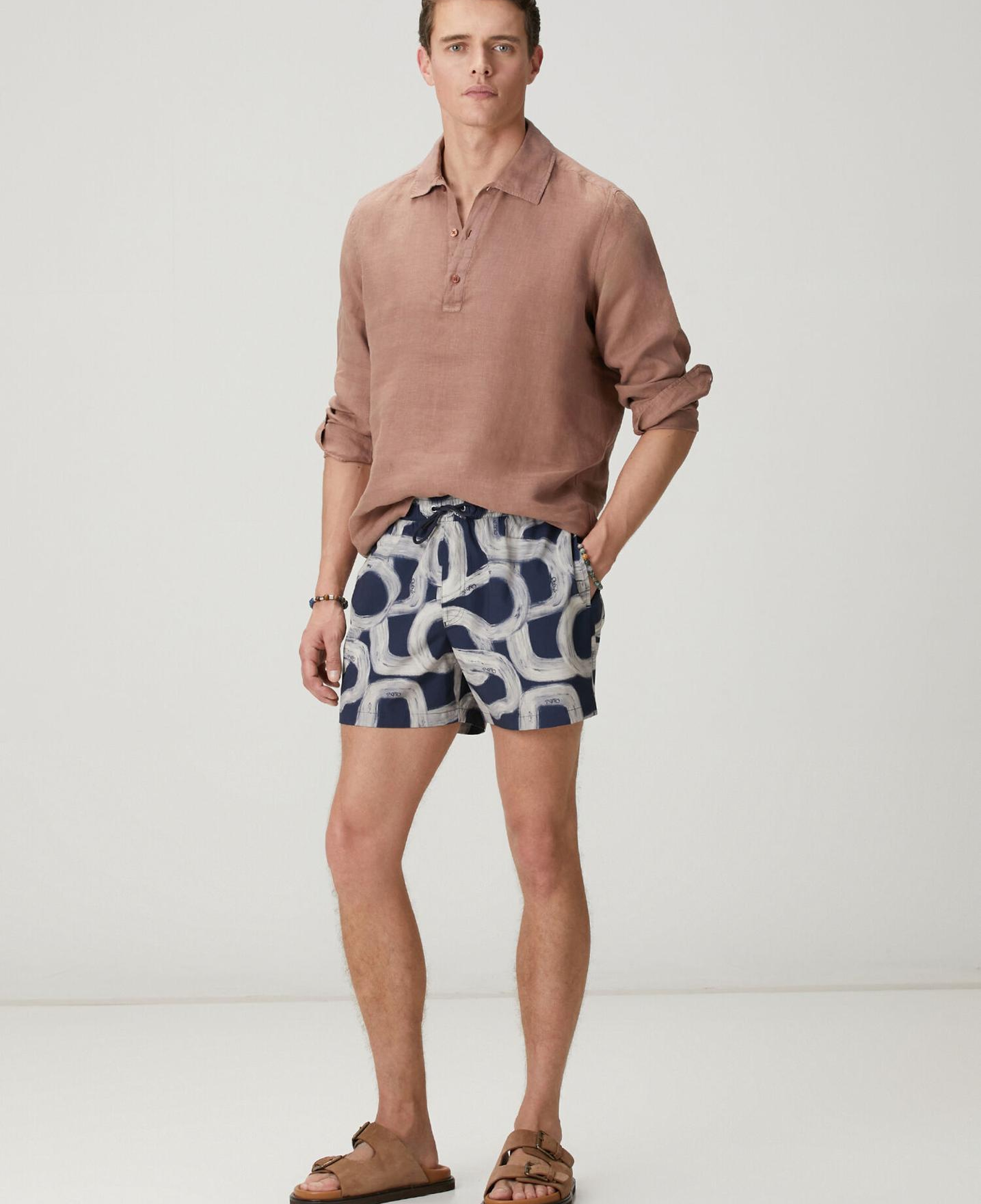 Beymen Club Erkek Lacivert Desenli Kısa Mayo