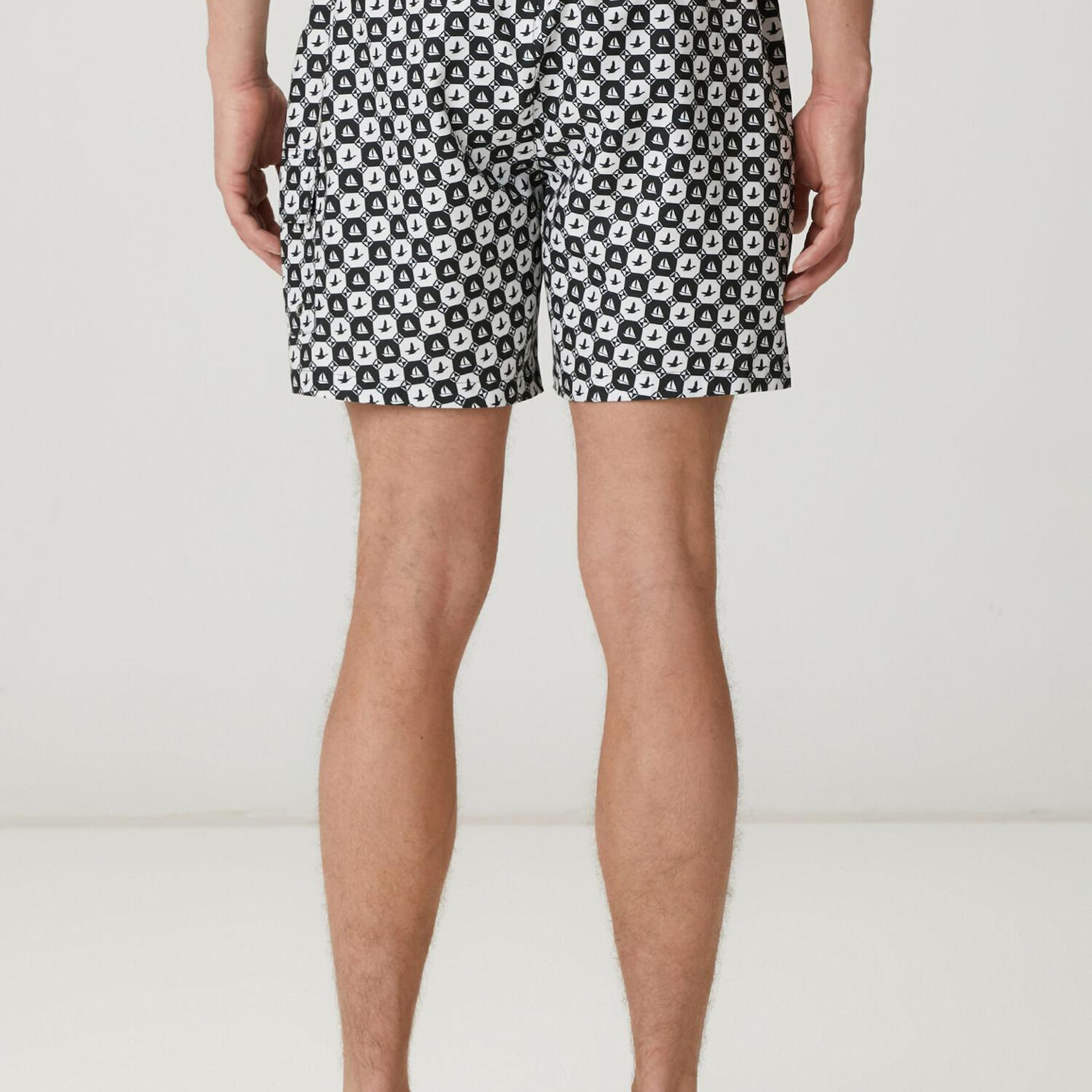 Beymen Club Erkek Siyah Beyaz Yelken Dama Desenli Uzun Mayo