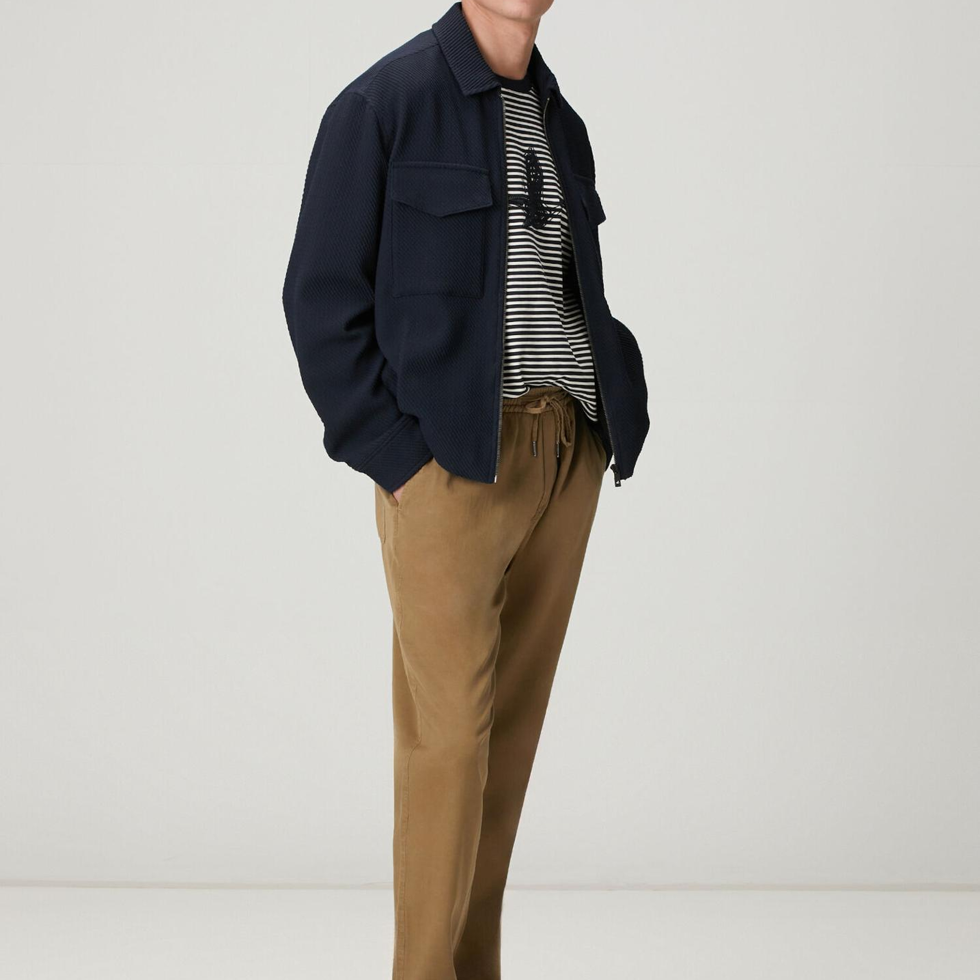 Beymen Club Erkek Lacivert Diyagonal Desenli Örme Ceket