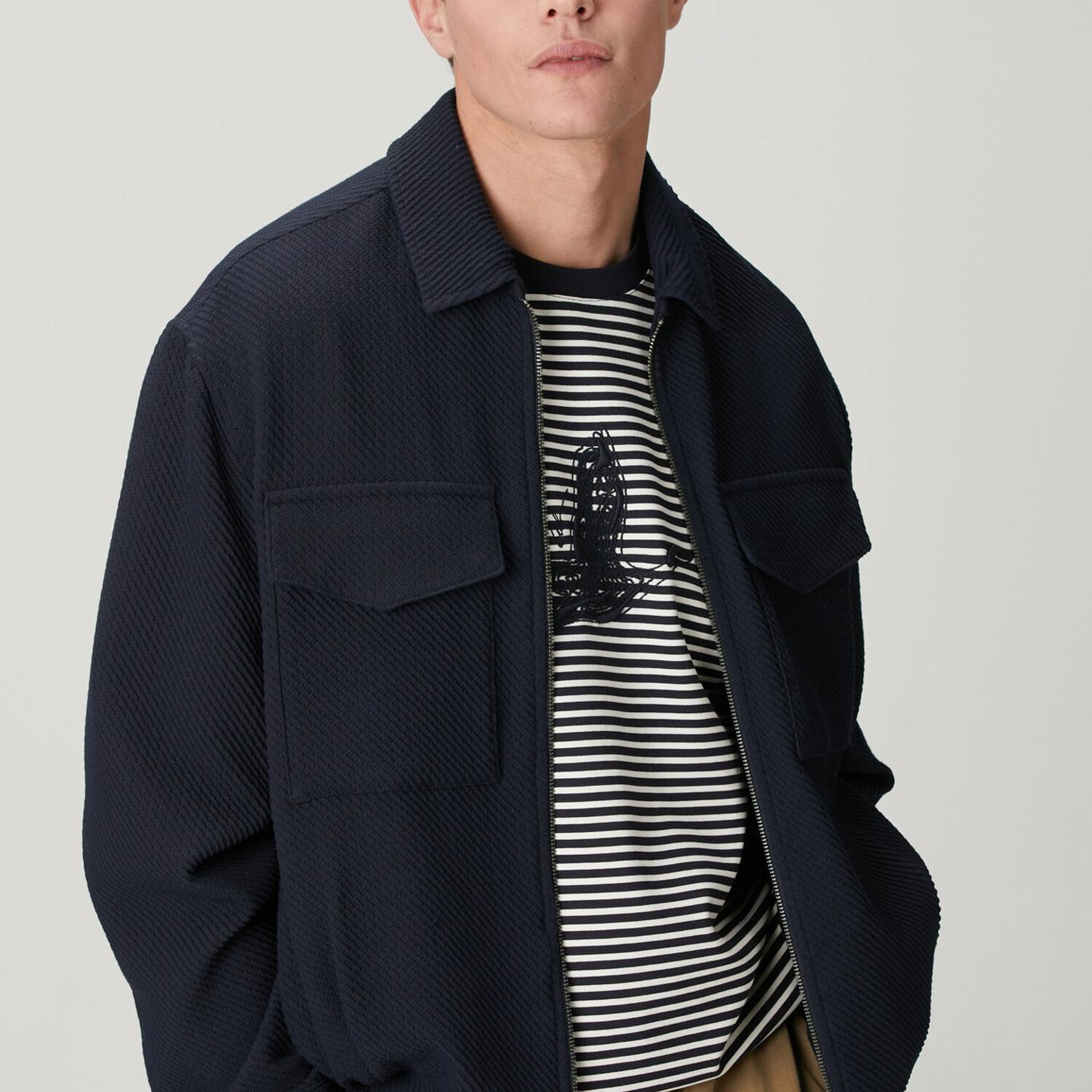 Beymen Club Erkek Lacivert Diyagonal Desenli Örme Ceket