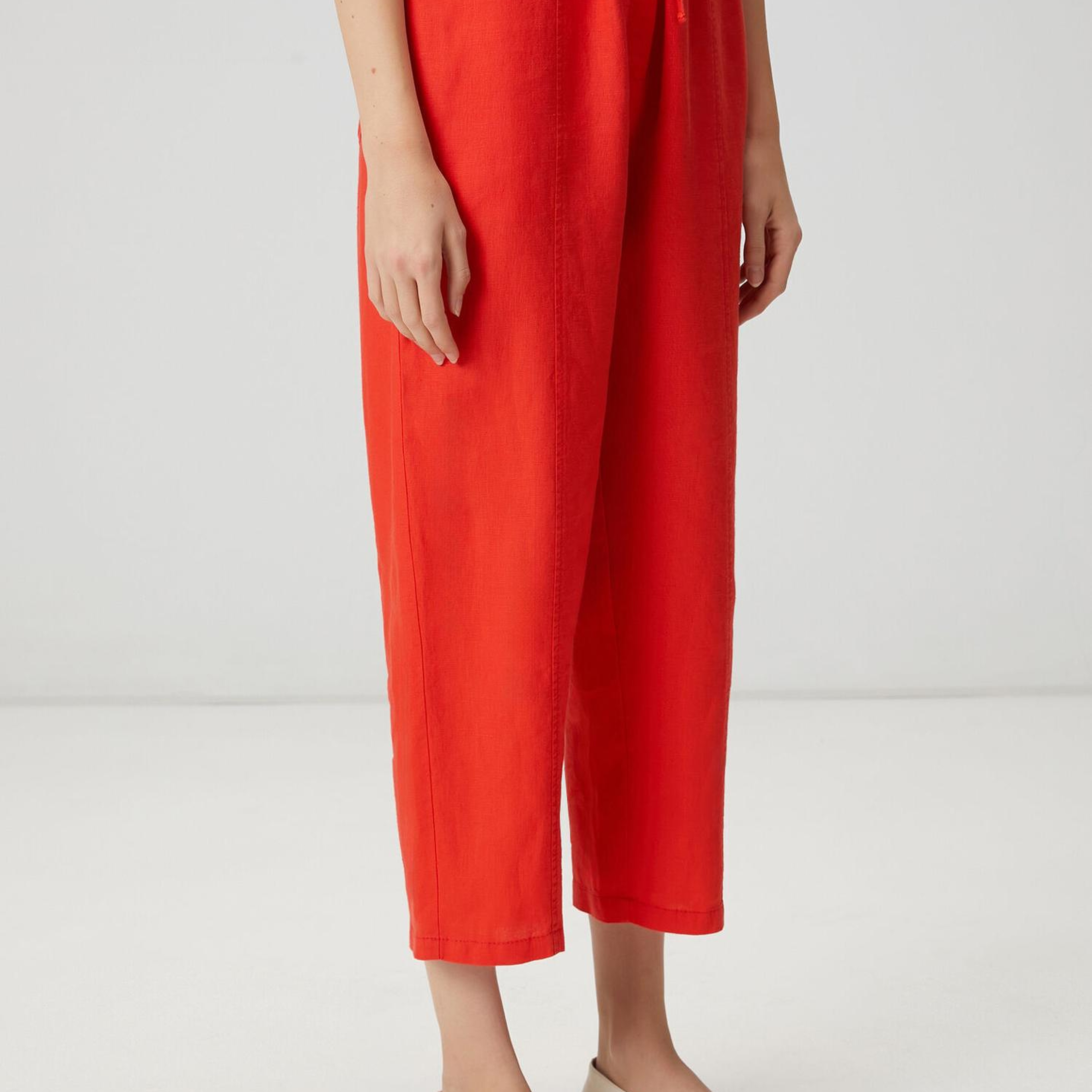 Beymen Club Kadın Slouchy Kırmızı Keten Pantolon