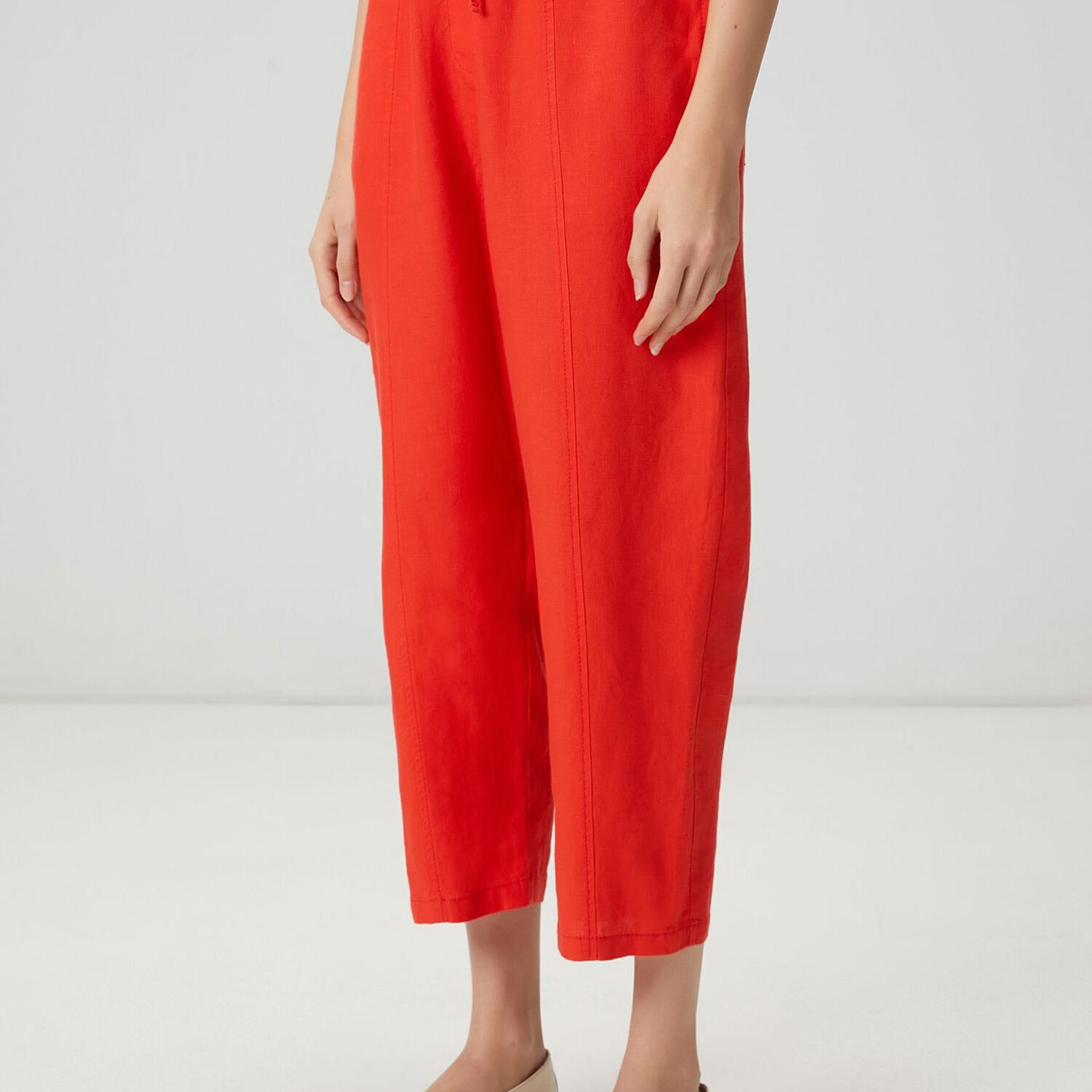 Beymen Club Kadın Slouchy Kırmızı Keten Pantolon