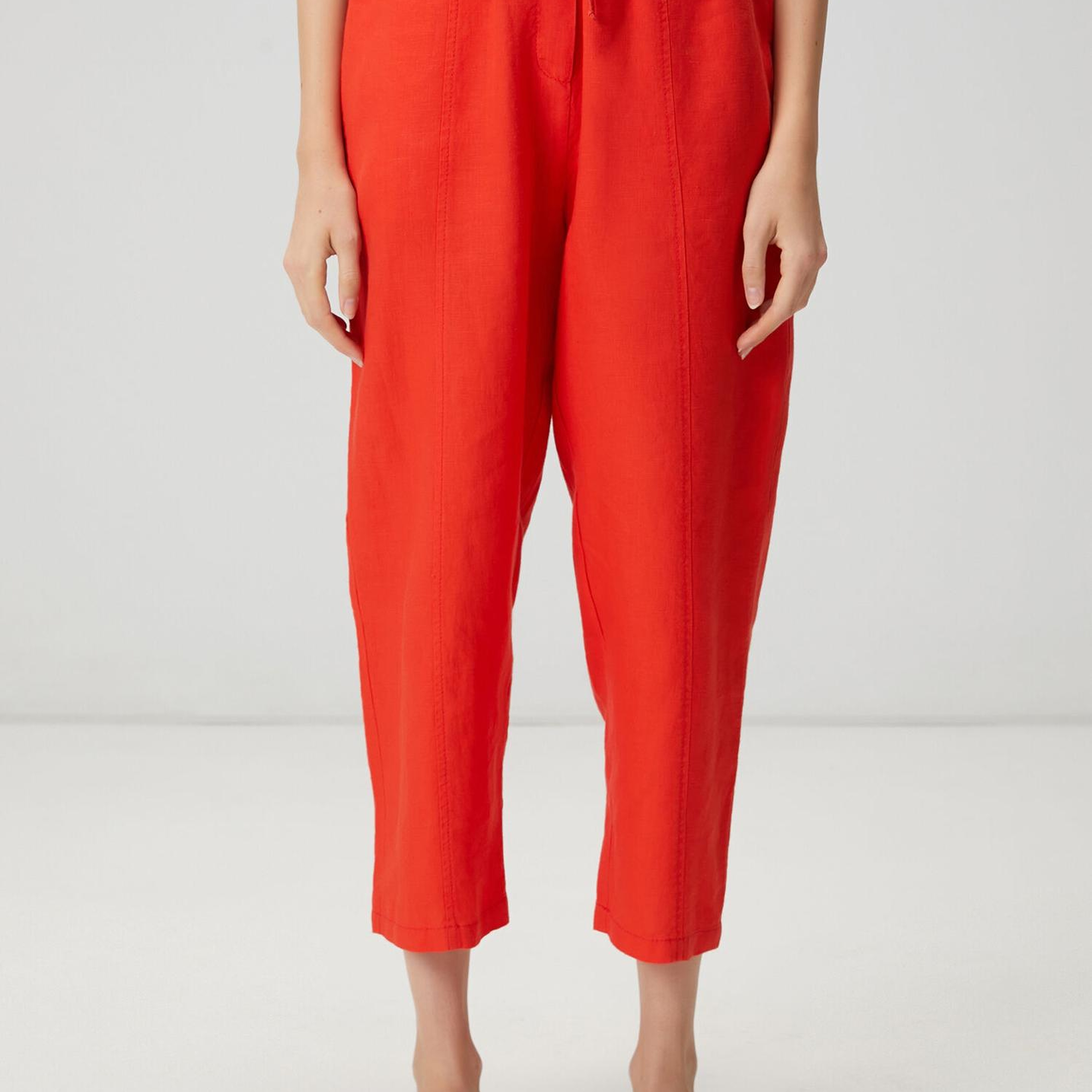 Beymen Club Kadın Slouchy Kırmızı Keten Pantolon