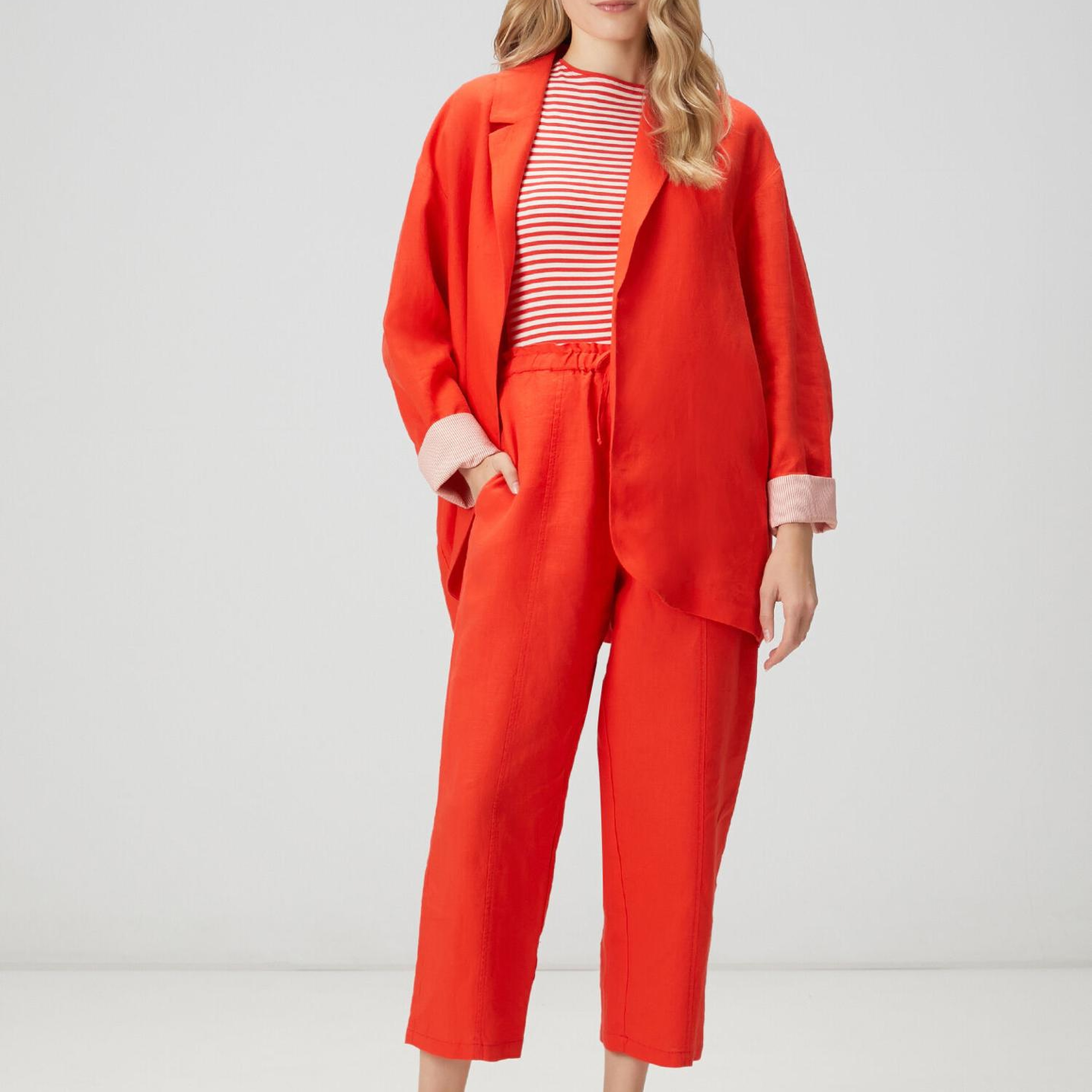 Beymen Club Kadın Slouchy Kırmızı Keten Pantolon