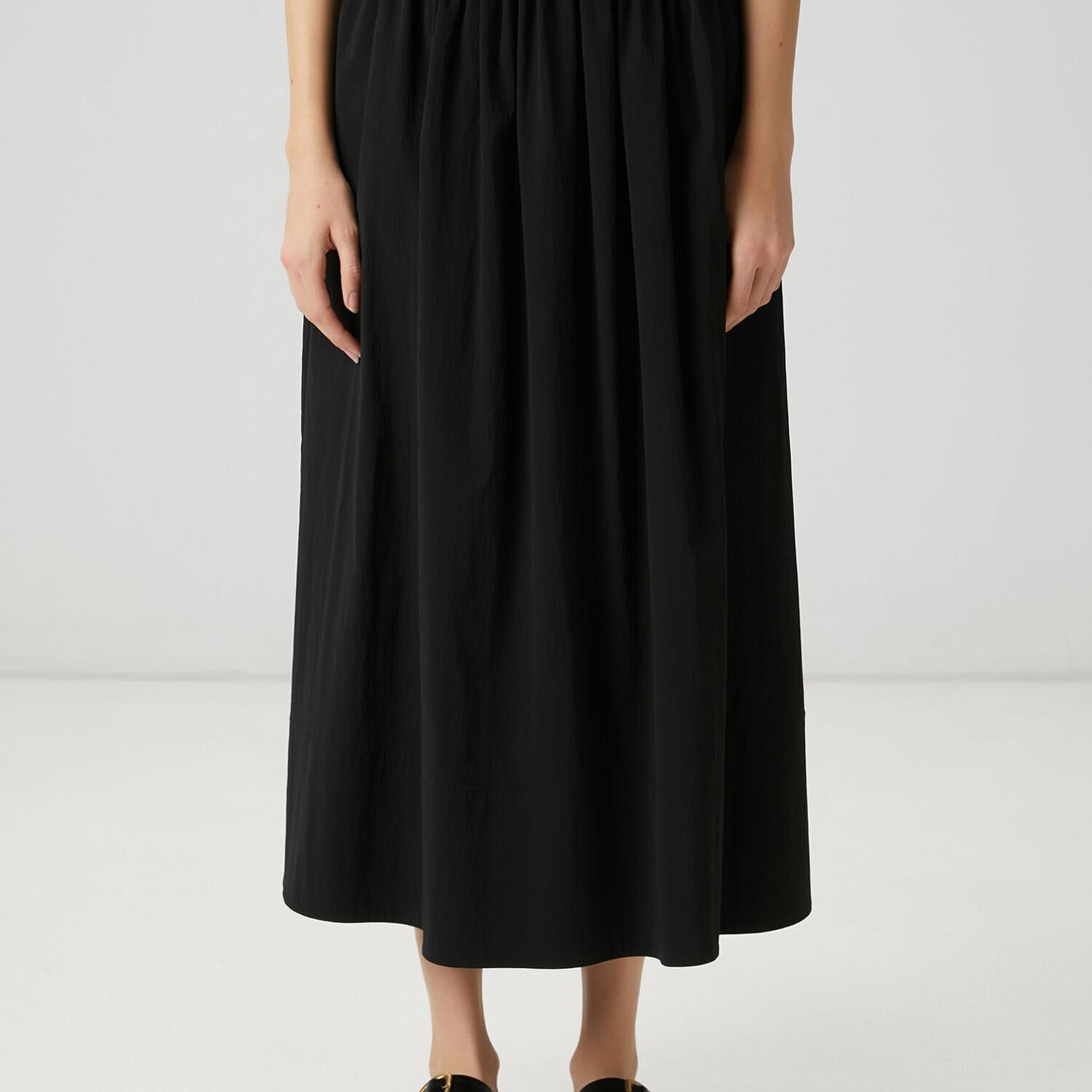 Beymen Club Kadın Siyah Beli Lastikli Midi Etek