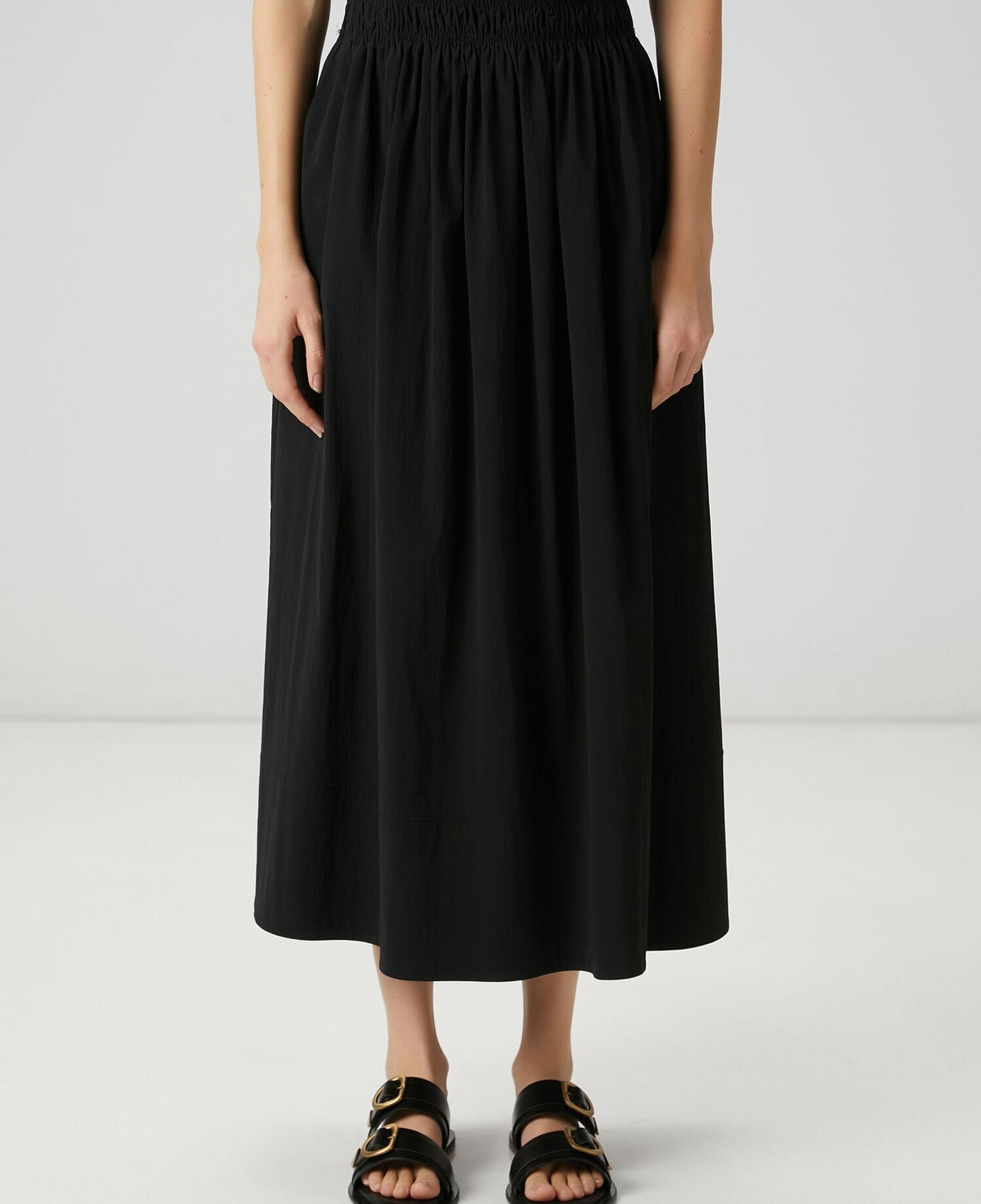 Beymen Club Kadın Siyah Beli Lastikli Midi Etek