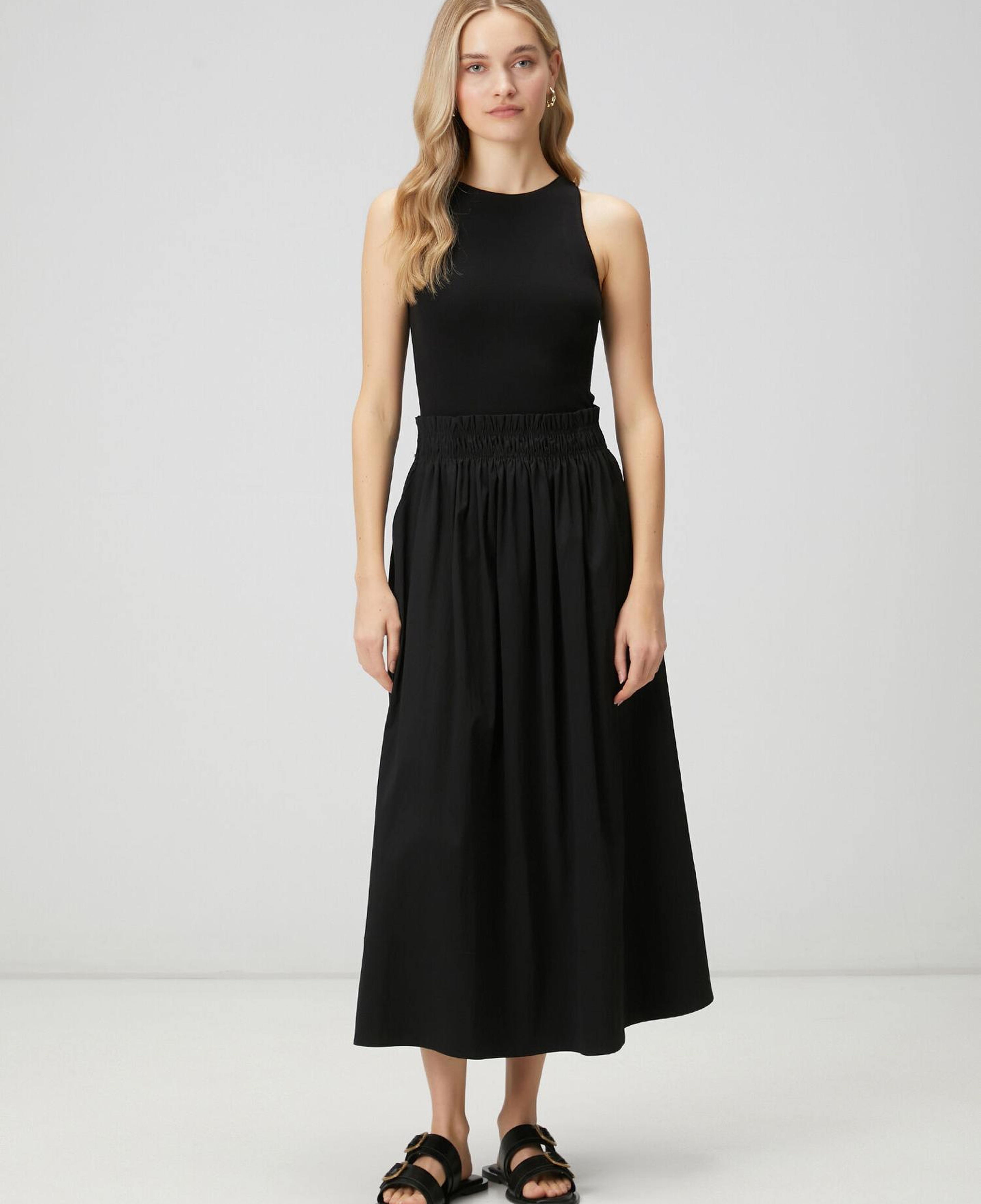 Beymen Club Kadın Siyah Beli Lastikli Midi Etek