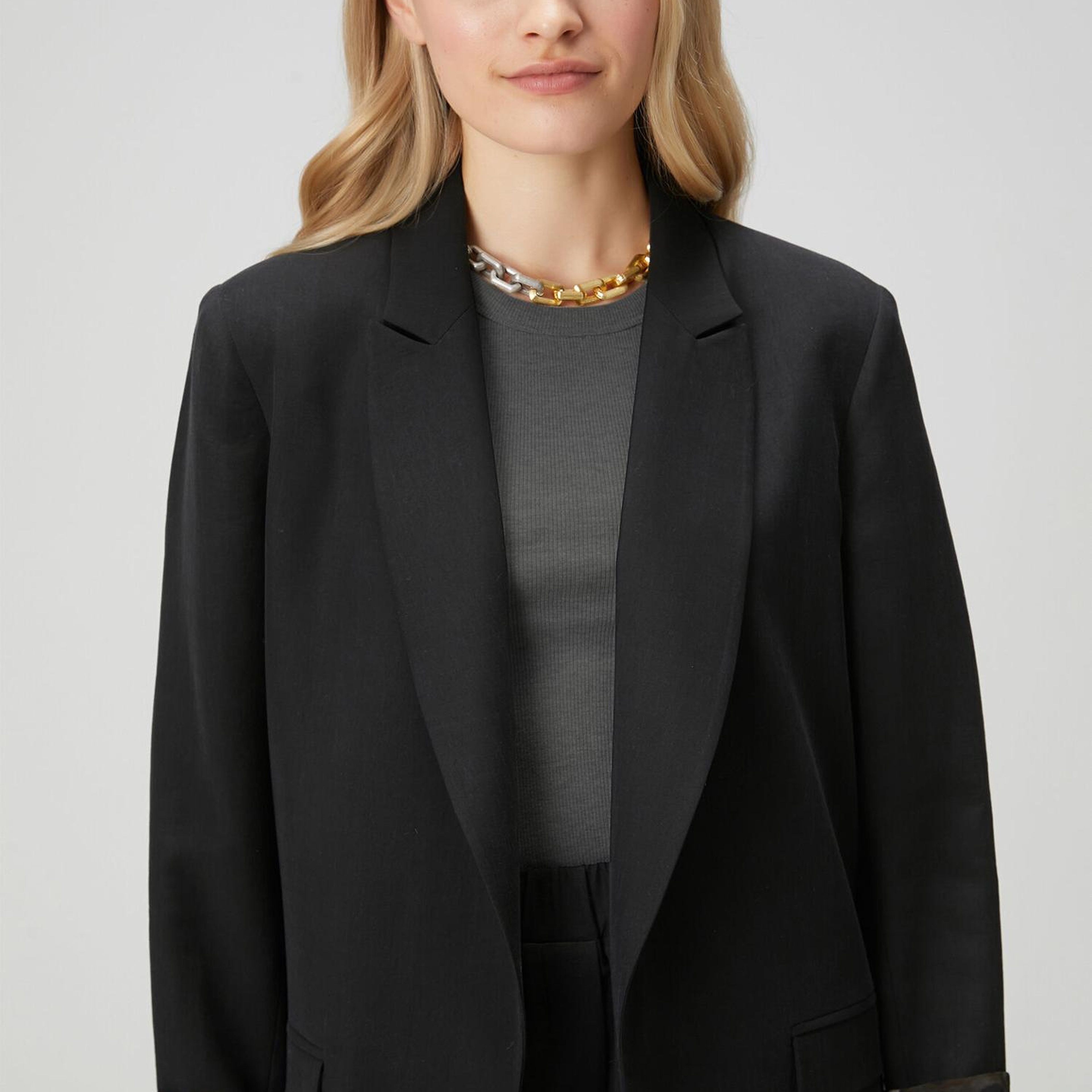 Beymen Club Kadın Siyah Kol Ucu Leopar Desenli Blazer