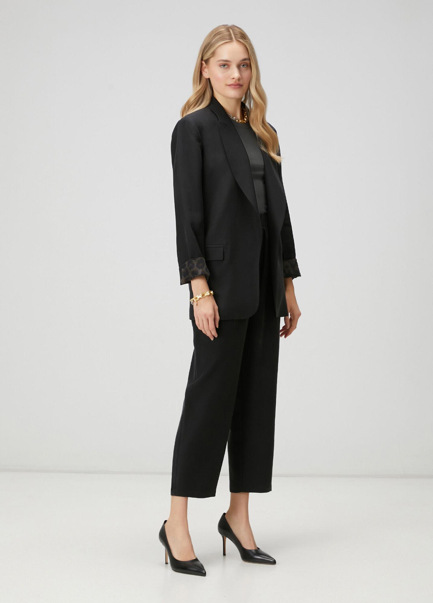 Beymen Club Kadın Siyah Kol Ucu Leopar Desenli Blazer