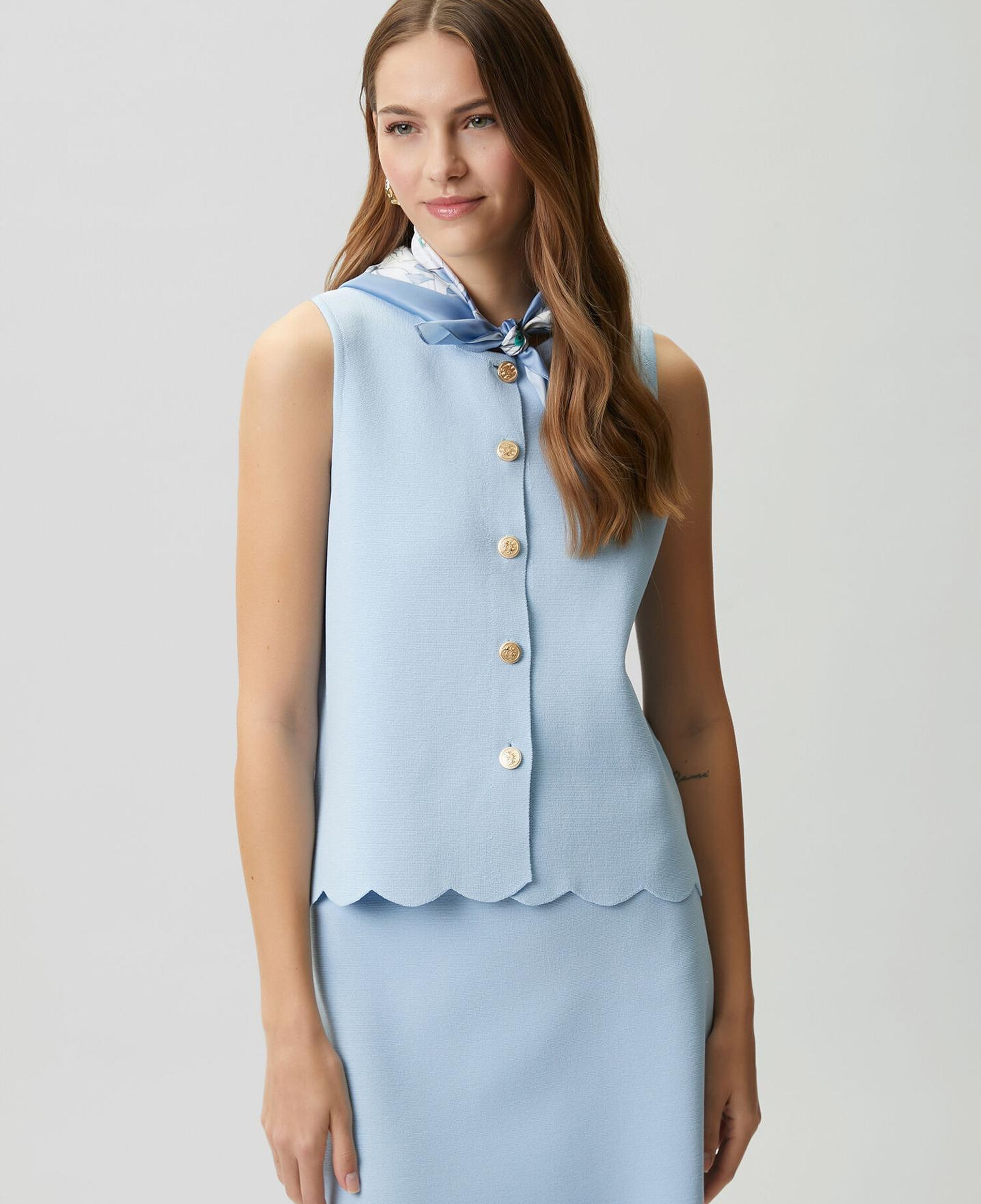 Beymen Club Kadın Mavi Dilimli Mini Triko Etek