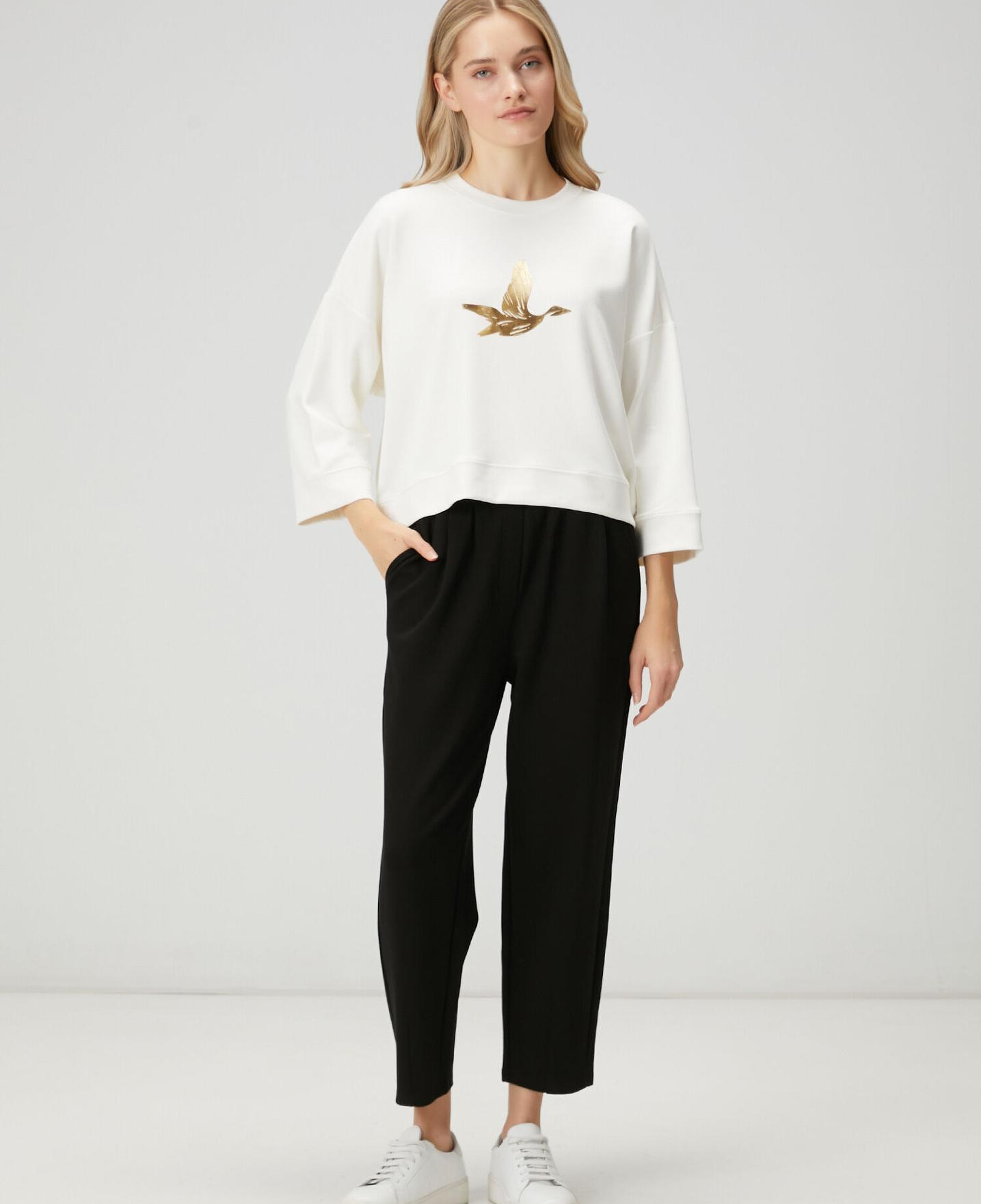 Beymen Club Kadın Kırık Beyaz Gold Logolu Sweatshirt