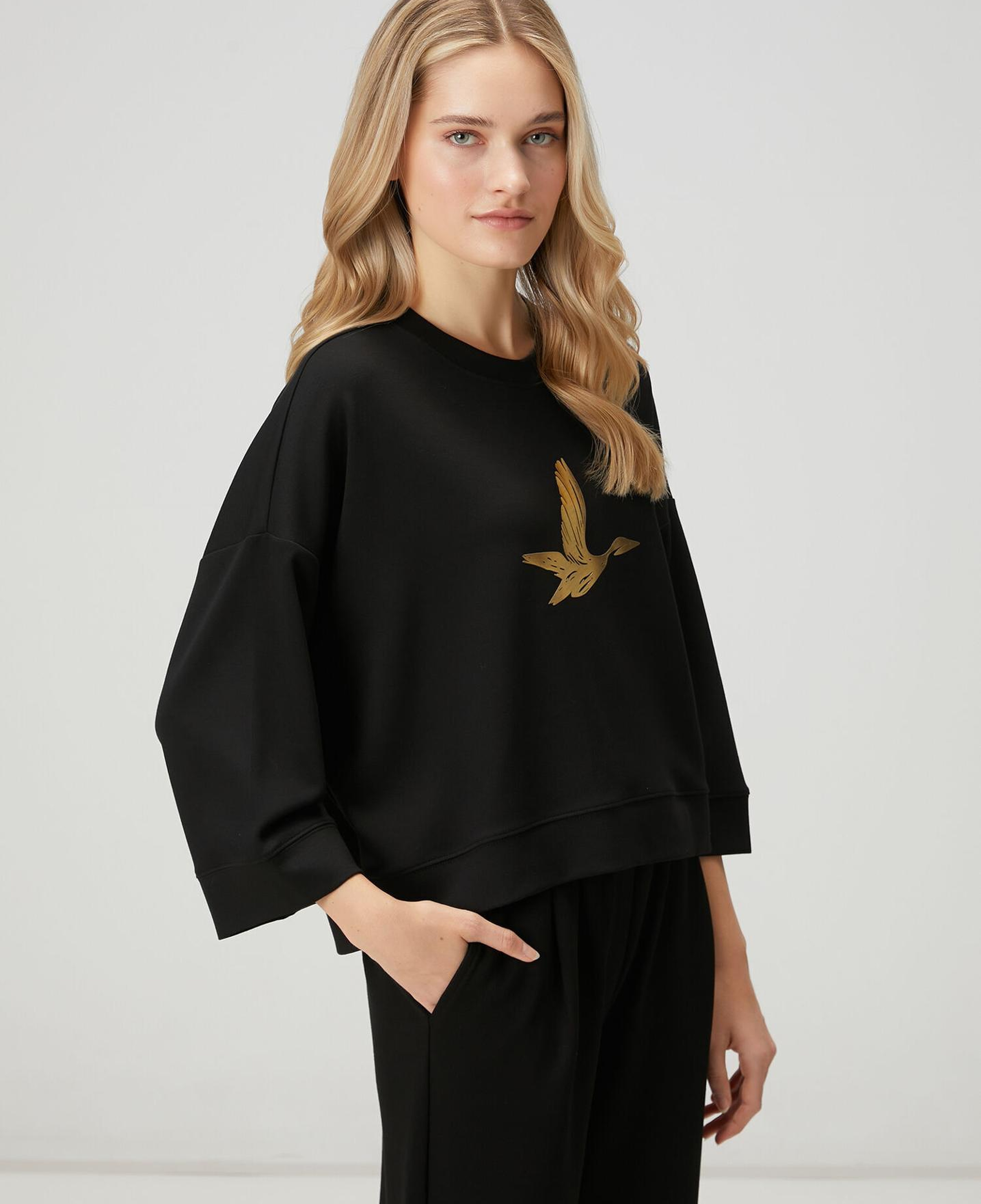 Beymen Club Kadın Siyah Gold Logolu Sweatshirt