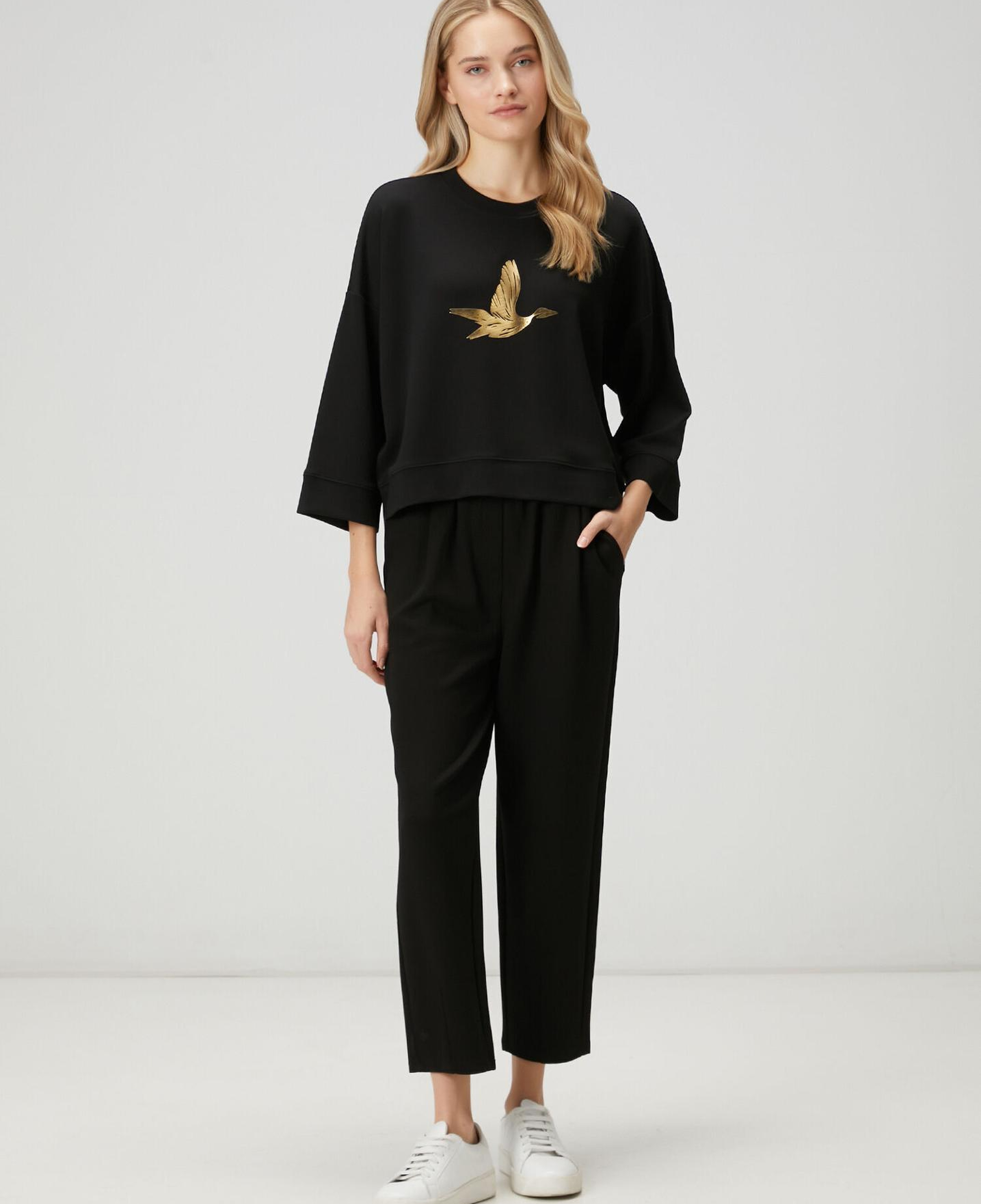 Beymen Club Kadın Siyah Gold Logolu Sweatshirt