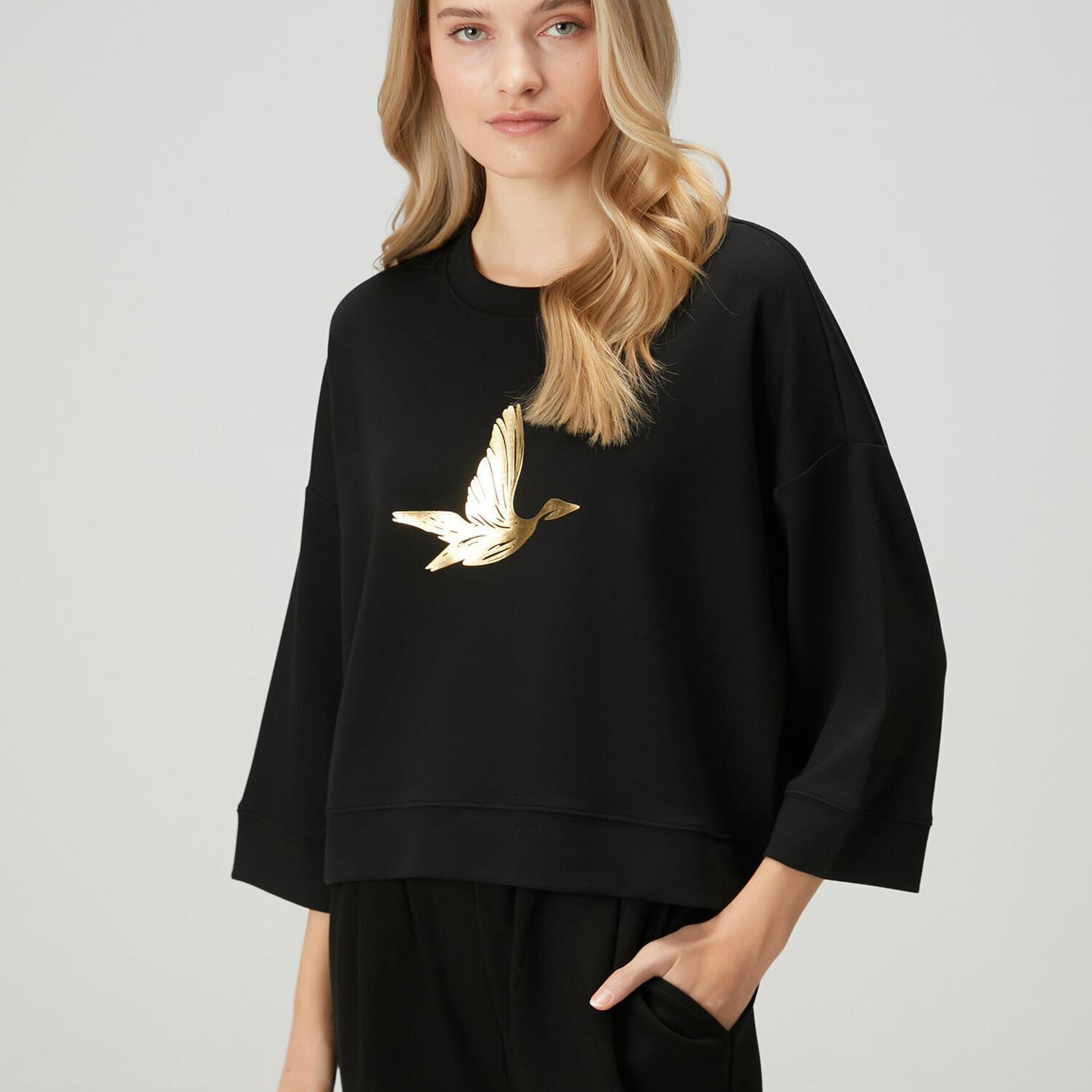 Beymen Club Kadın Siyah Gold Logolu Sweatshirt