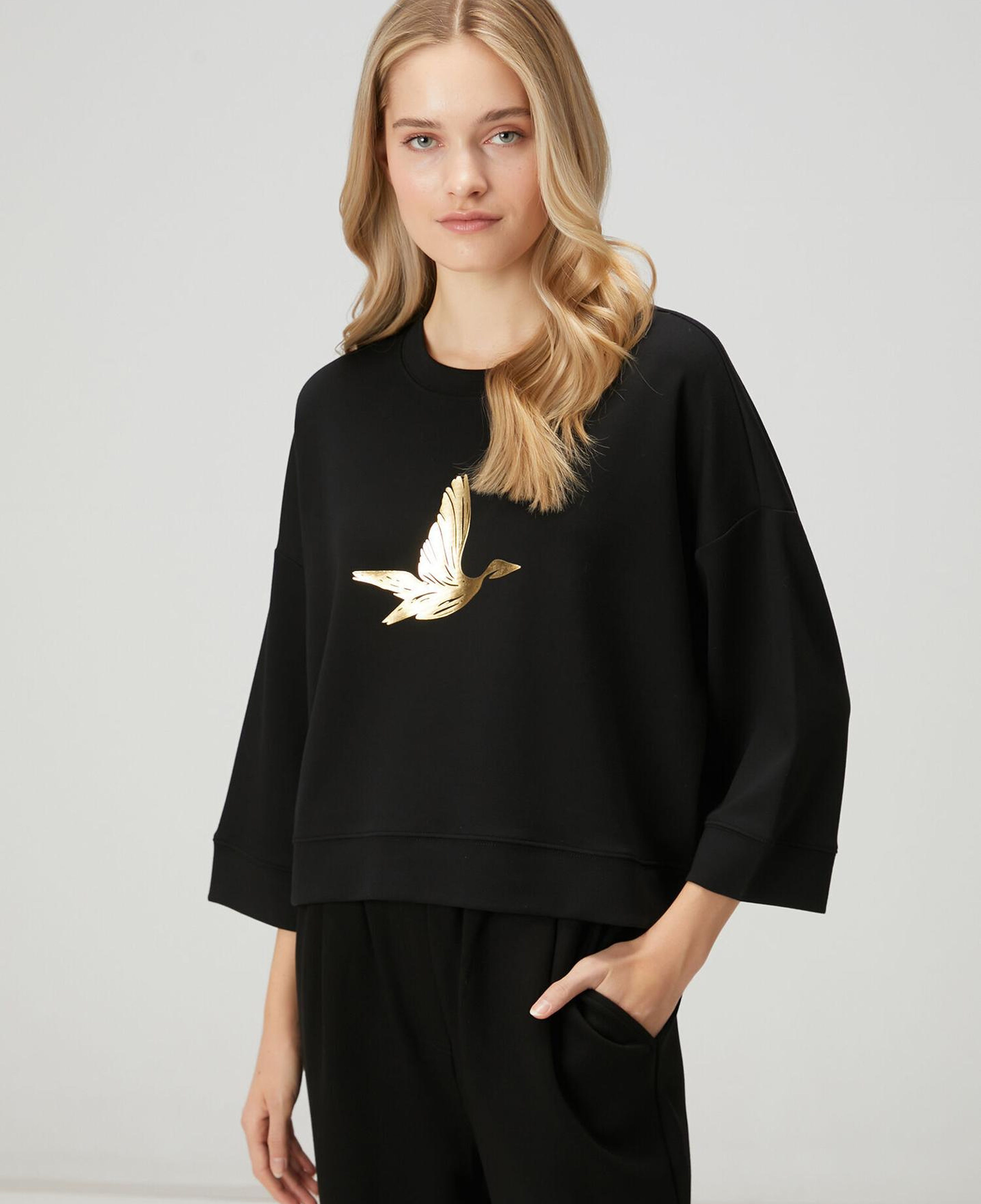 Beymen Club Kadın Siyah Gold Logolu Sweatshirt