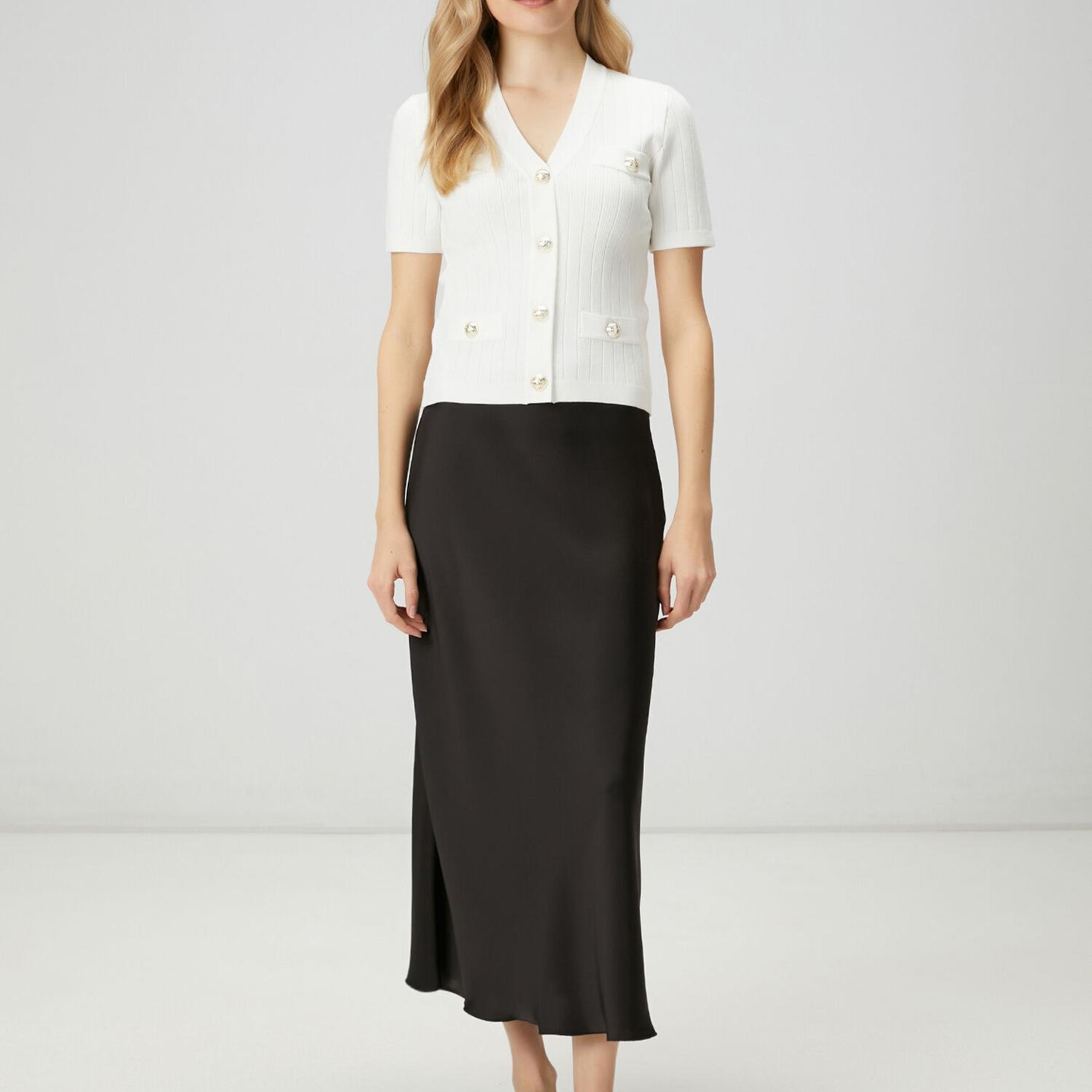 Beymen Club Kadın Siyah Maksi Evaze Saten Etek