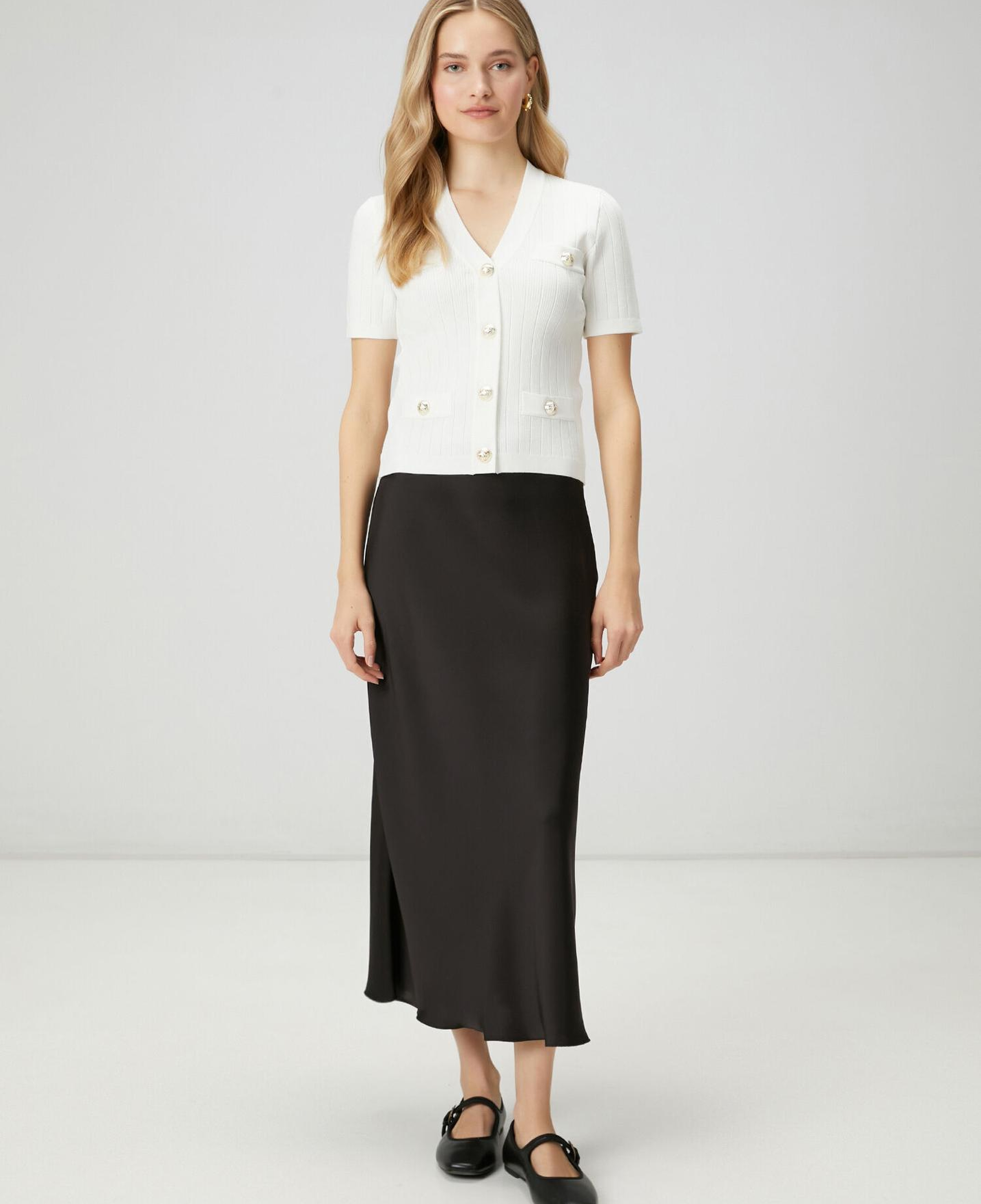 Beymen Club Kadın Siyah Maksi Evaze Saten Etek