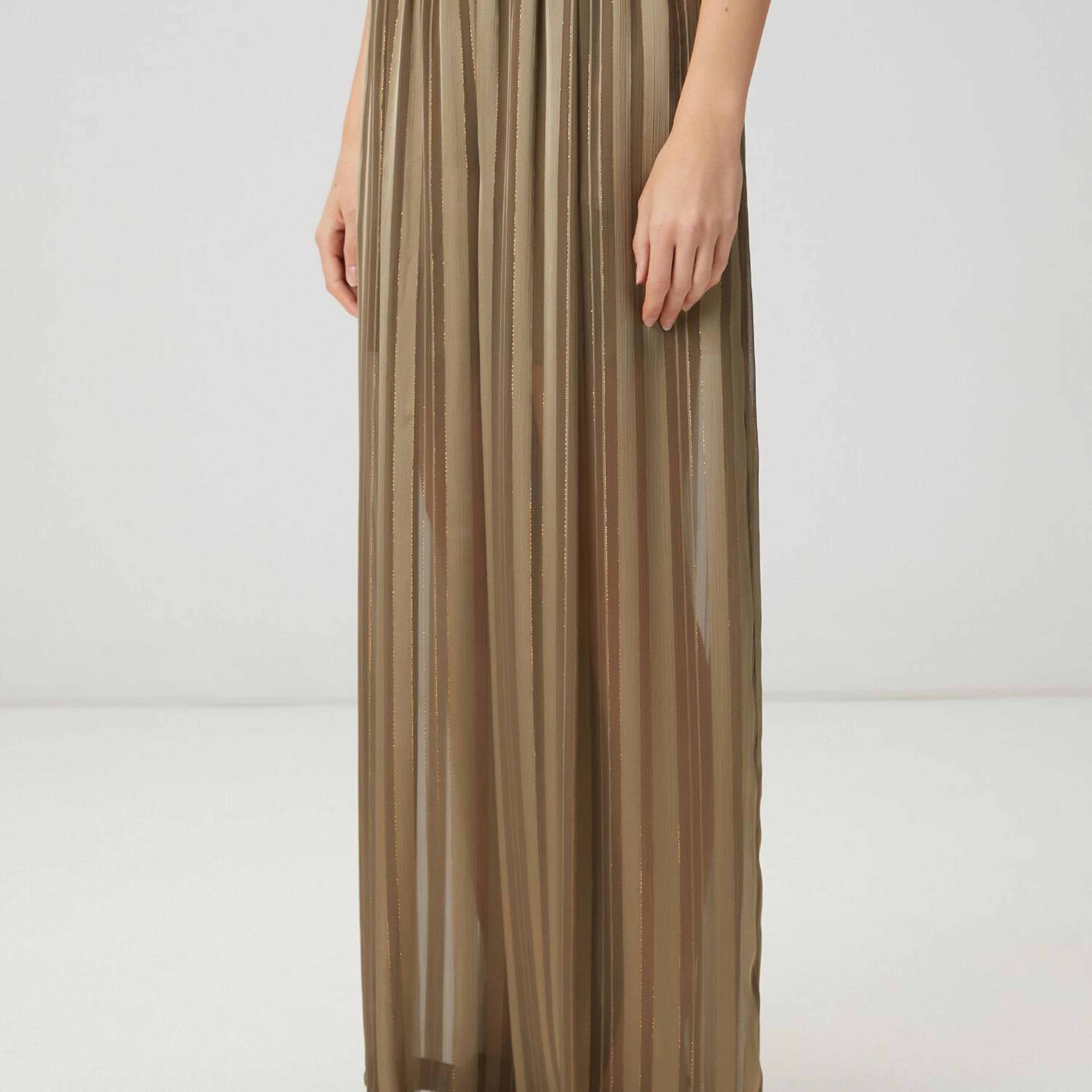 Beymen Club Kadın Haki Çizgili Transparan Palazzo Pantolon