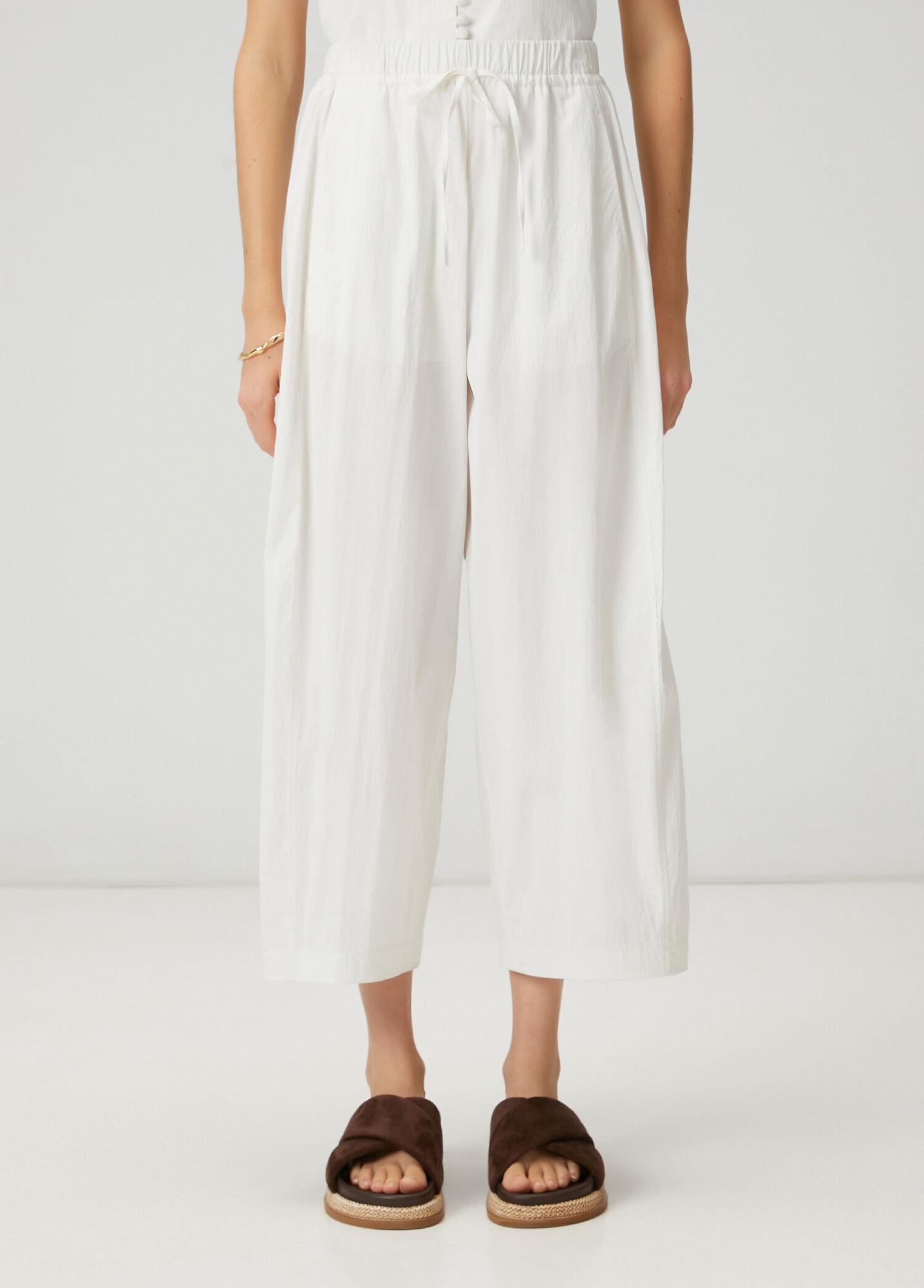 Beymen Club Kadın Kırık Beyaz Barrel Fit Teknik Kumaş Pantolon