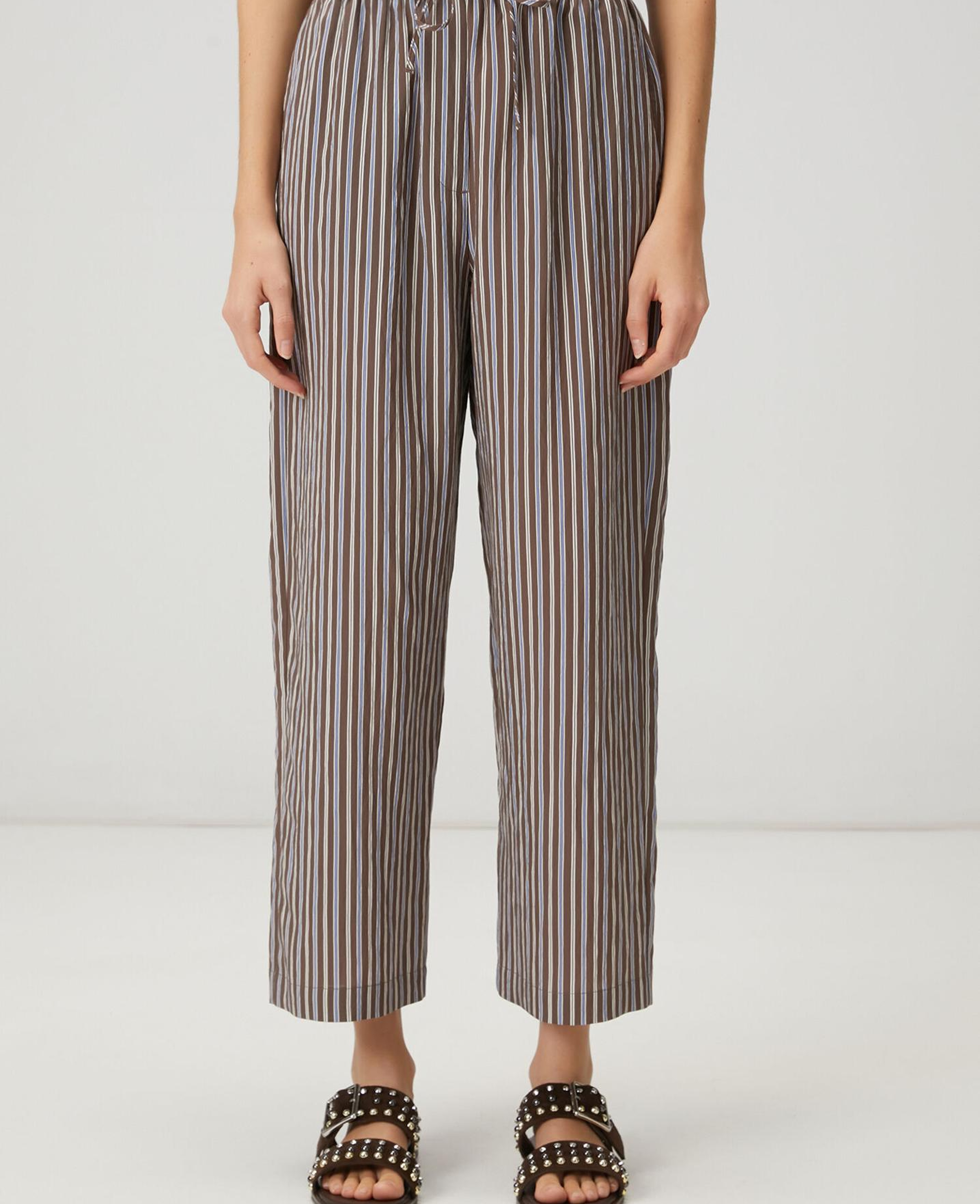 Beymen Club Kadın Kahverengi Çizgili Bol Paça Pantolon