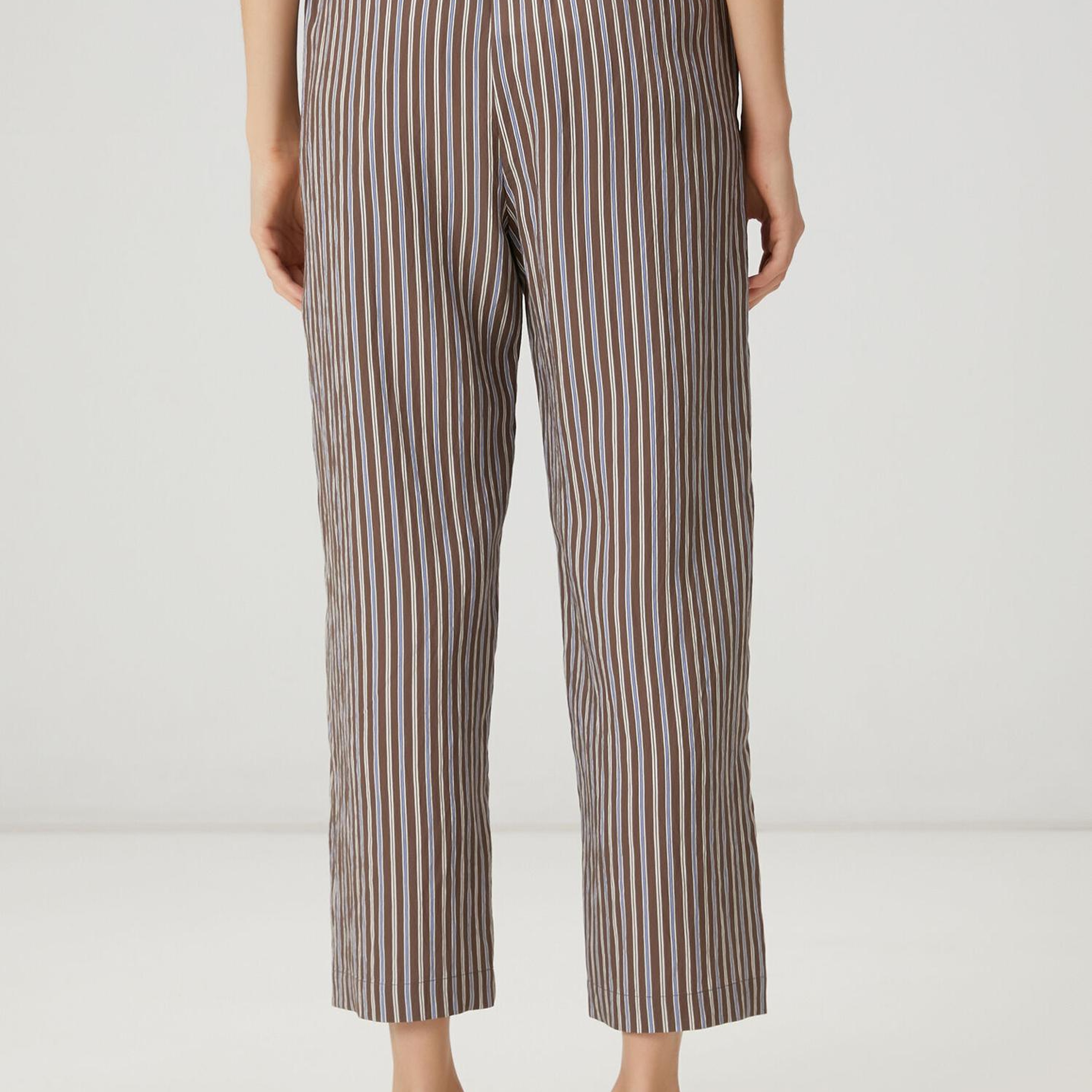 Beymen Club Kadın Kahverengi Çizgili Bol Paça Pantolon