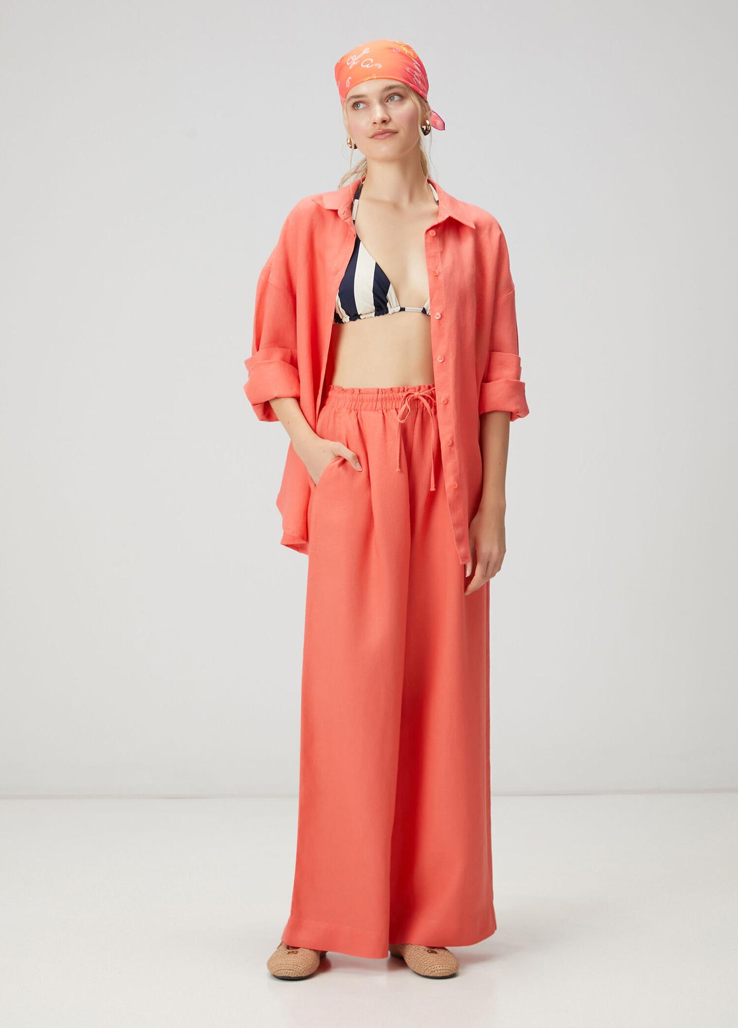 Beymen Club Kadın Somon Bol Paça Keten Pantolon