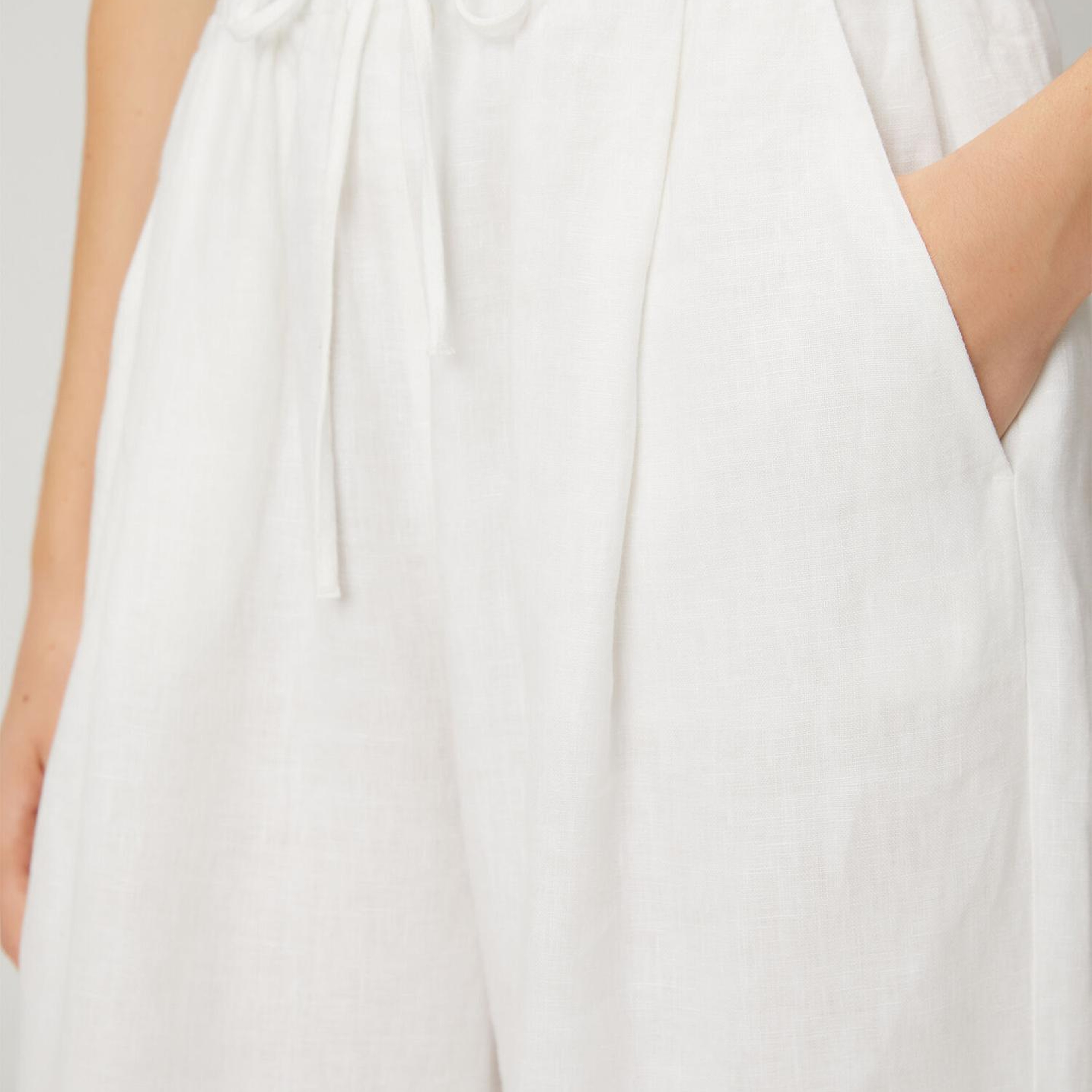 Beymen Club Kadın Kırık Beyaz Bol Paça Keten Pantolon