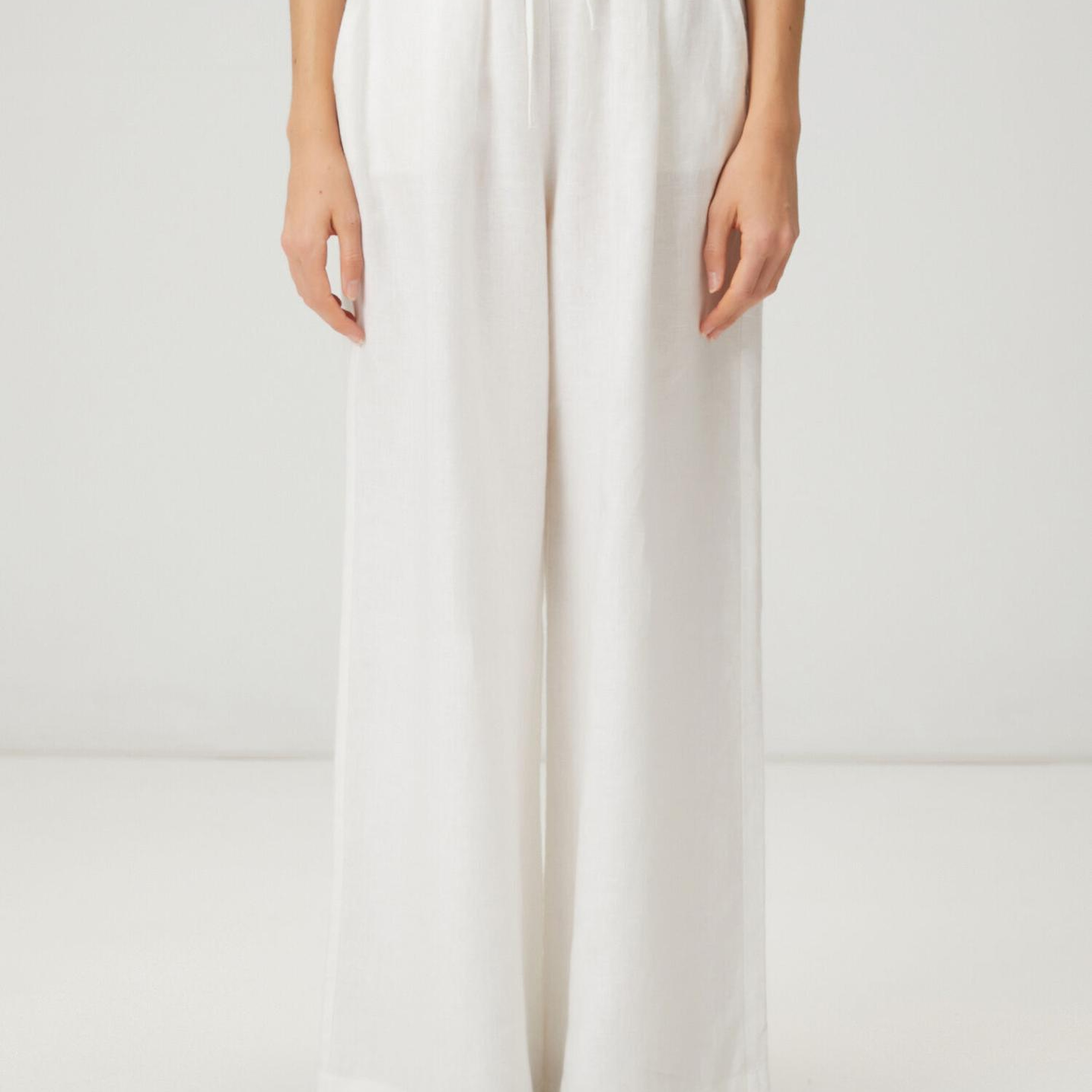 Beymen Club Kadın Kırık Beyaz Bol Paça Keten Pantolon