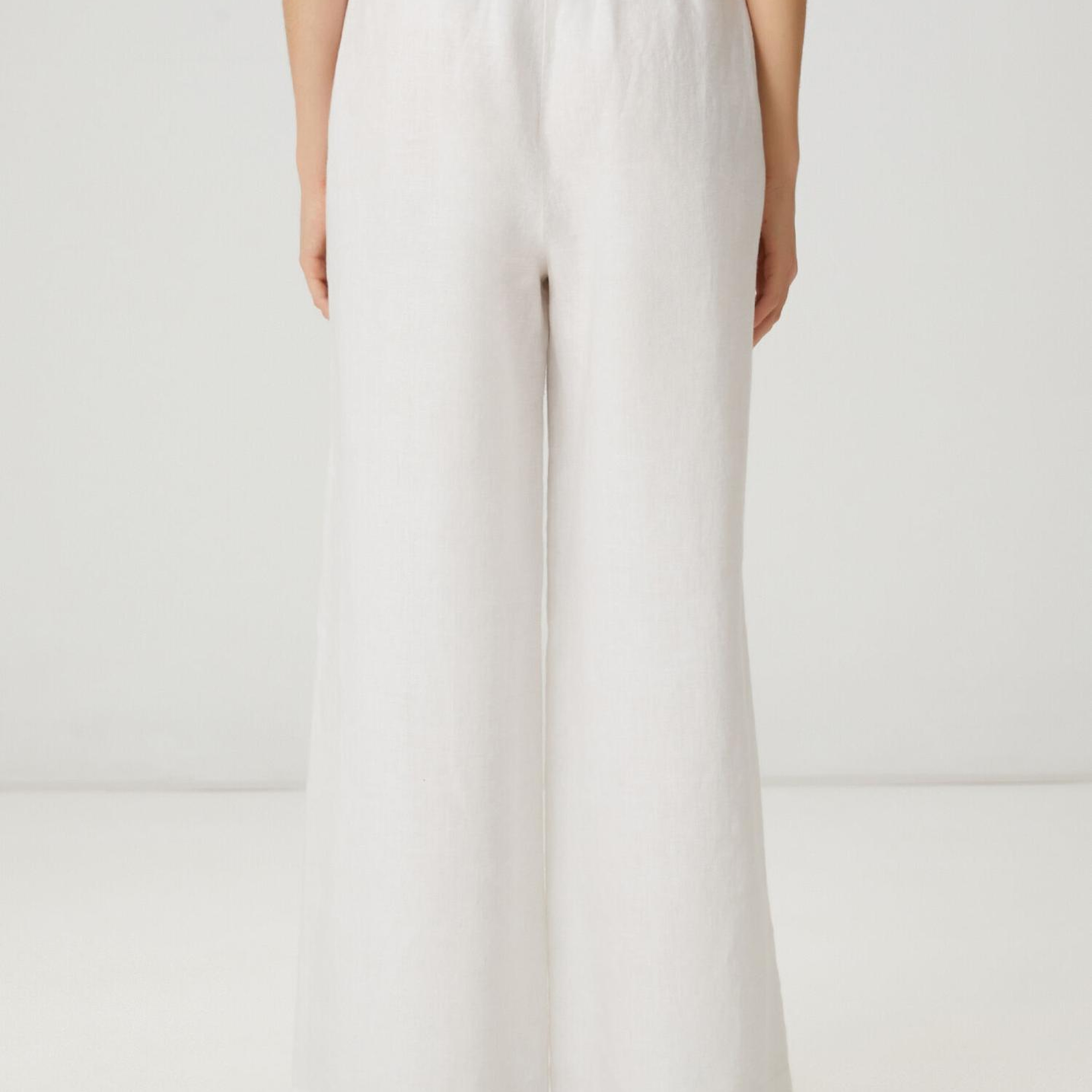 Beymen Club Kadın Kırık Beyaz Bol Paça Keten Pantolon