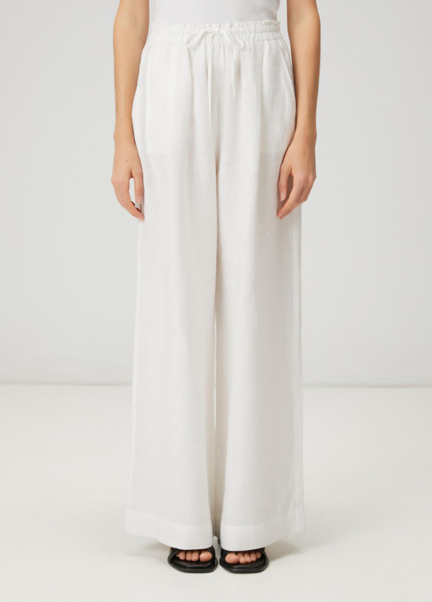 Beymen Club Kadın Kırık Beyaz Bol Paça Keten Pantolon