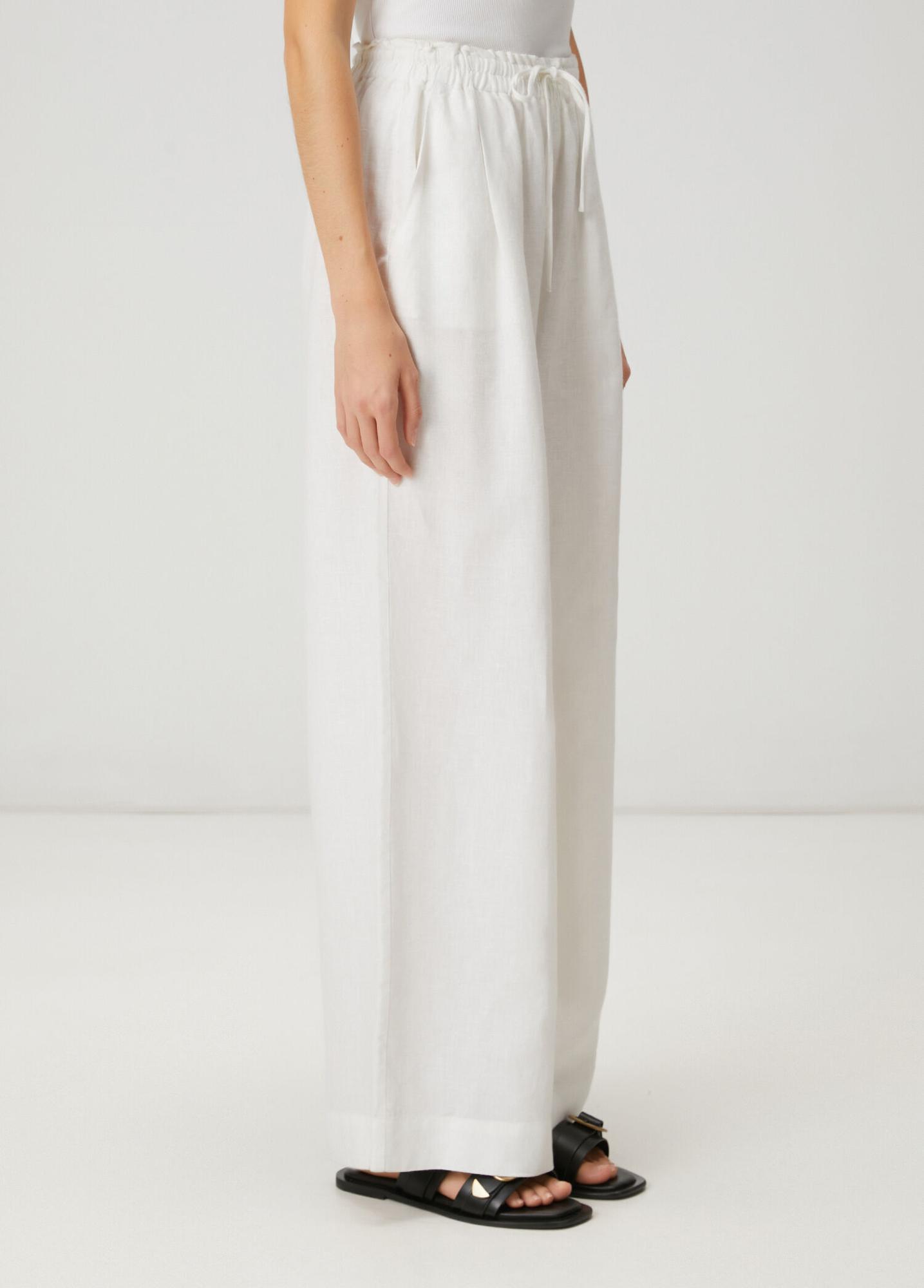 Beymen Club Kadın Kırık Beyaz Bol Paça Keten Pantolon