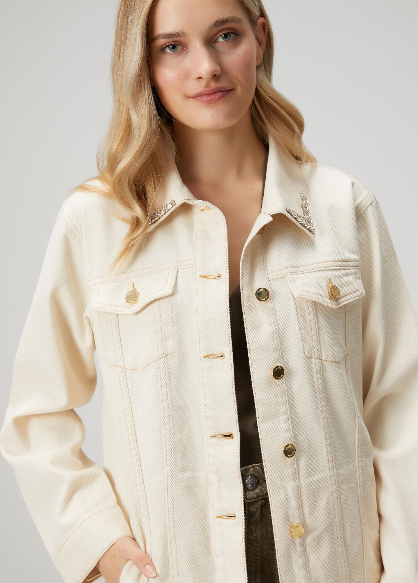 Beymen Club Kadın Kırık Beyaz Taşlı Gömlek Formlu Denim Ceket