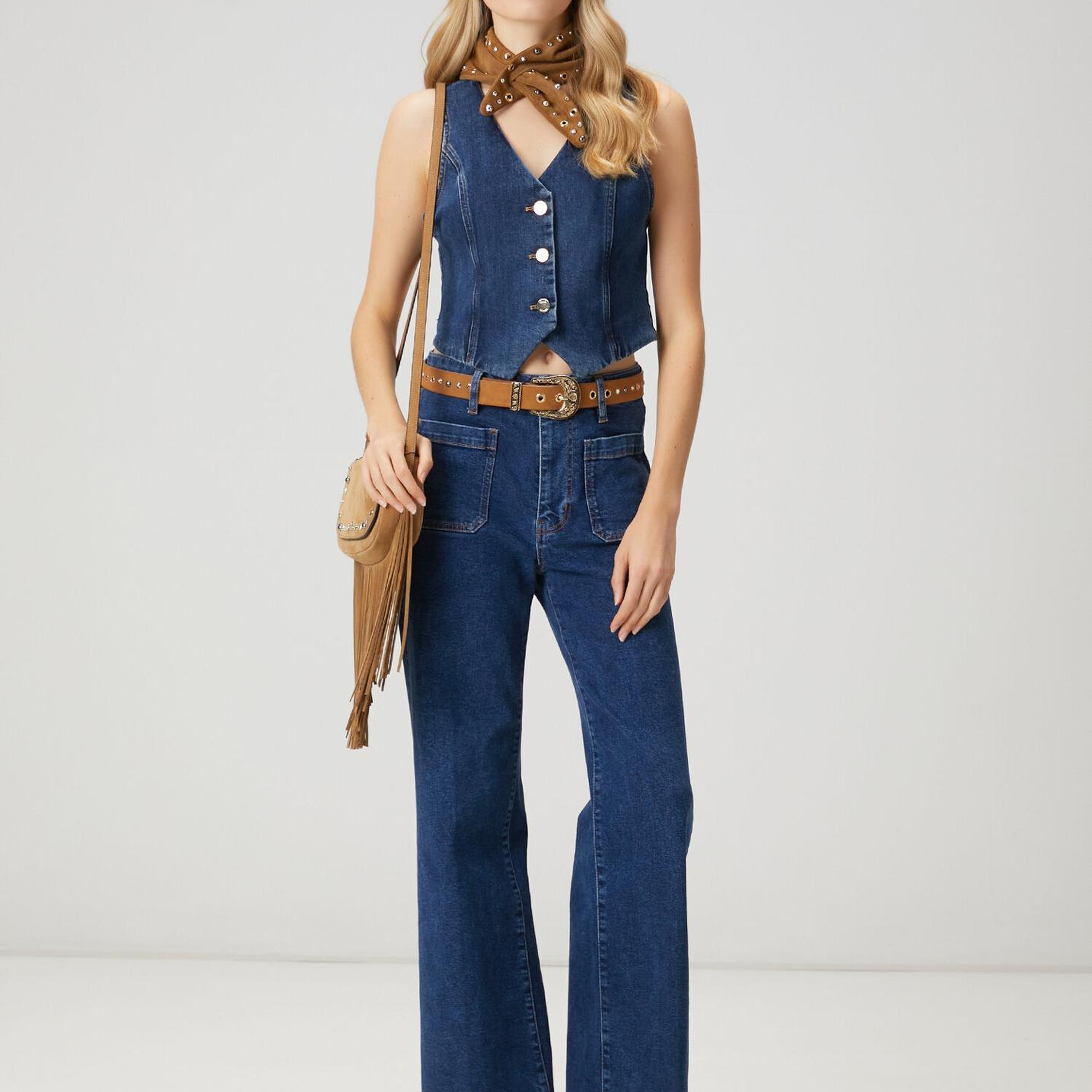 Beymen Club Kadın Indigo Crop Denim Yelek