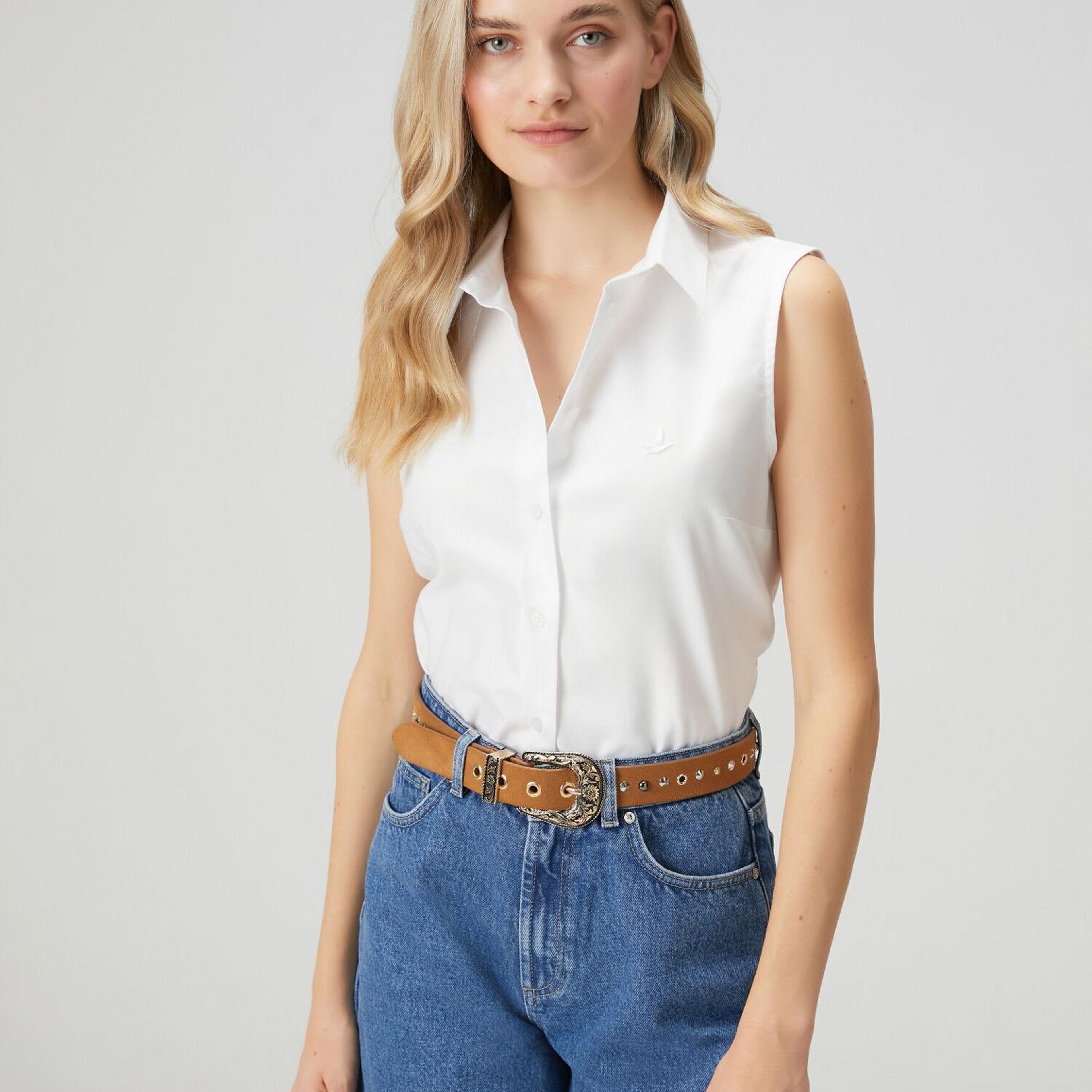 Beymen Club Kadın Kırık Beyaz Kolsuz Oxford Gömlek