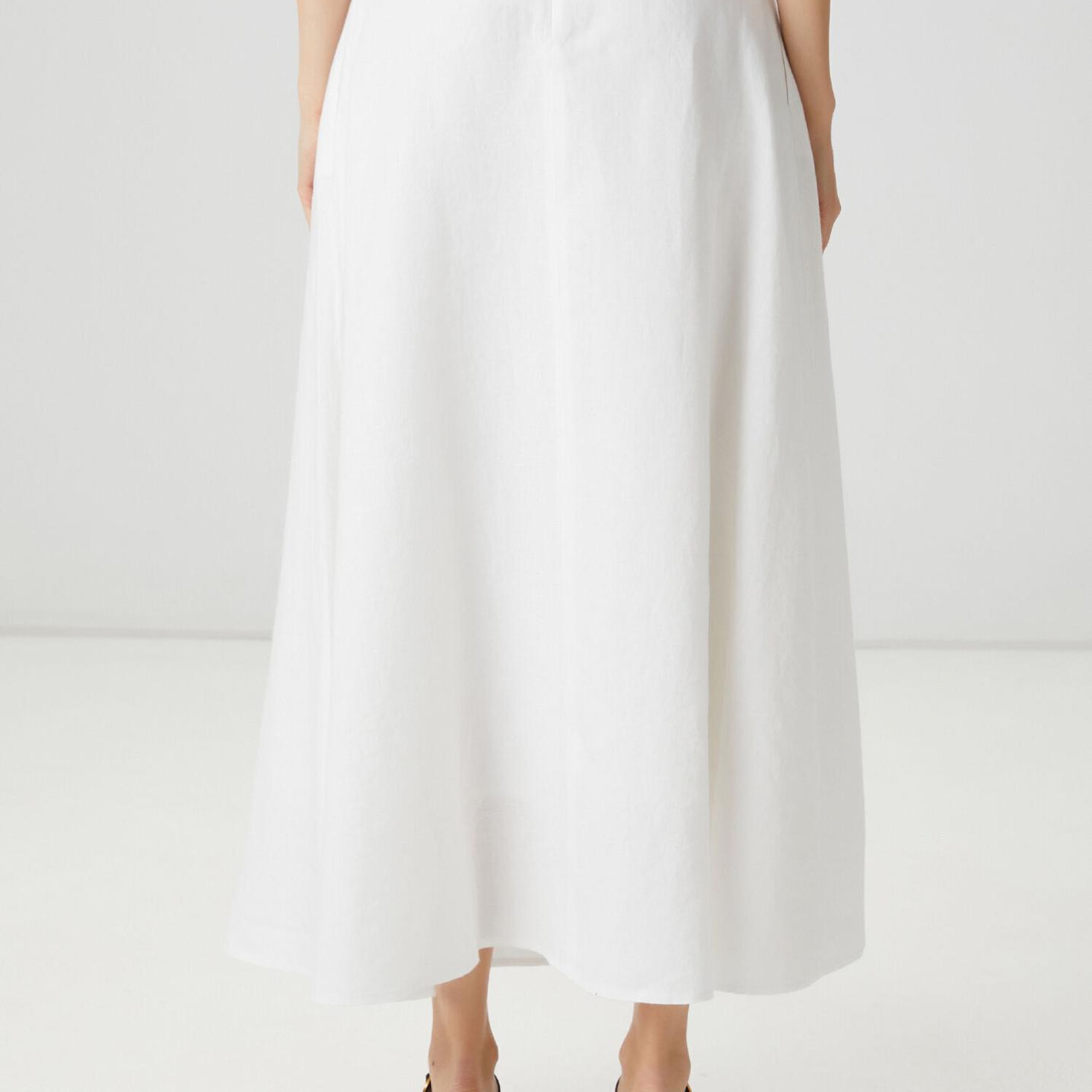 Beymen Club Kadın Kırık Beyaz Uzun Keten Etek