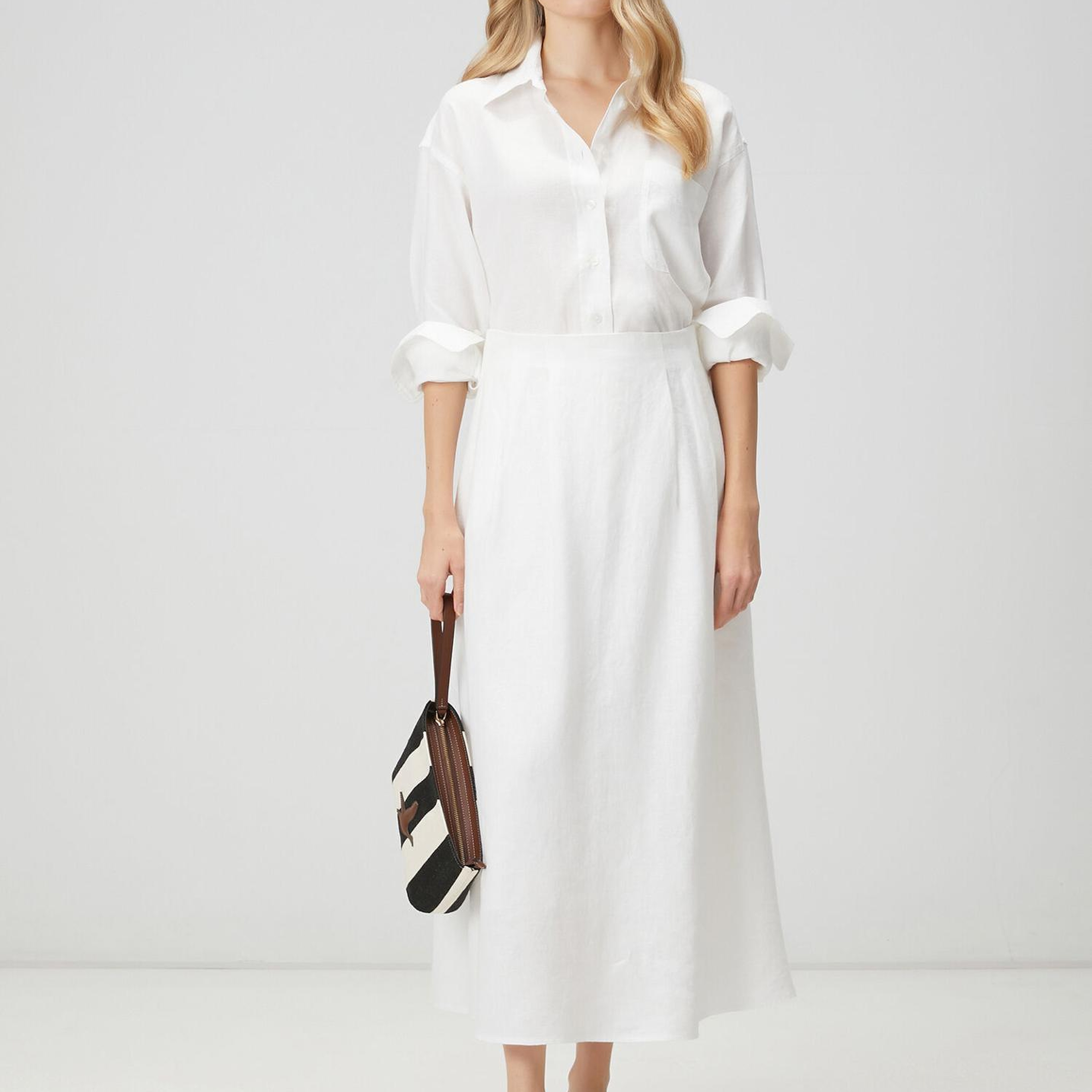 Beymen Club Kadın Kırık Beyaz Uzun Keten Etek