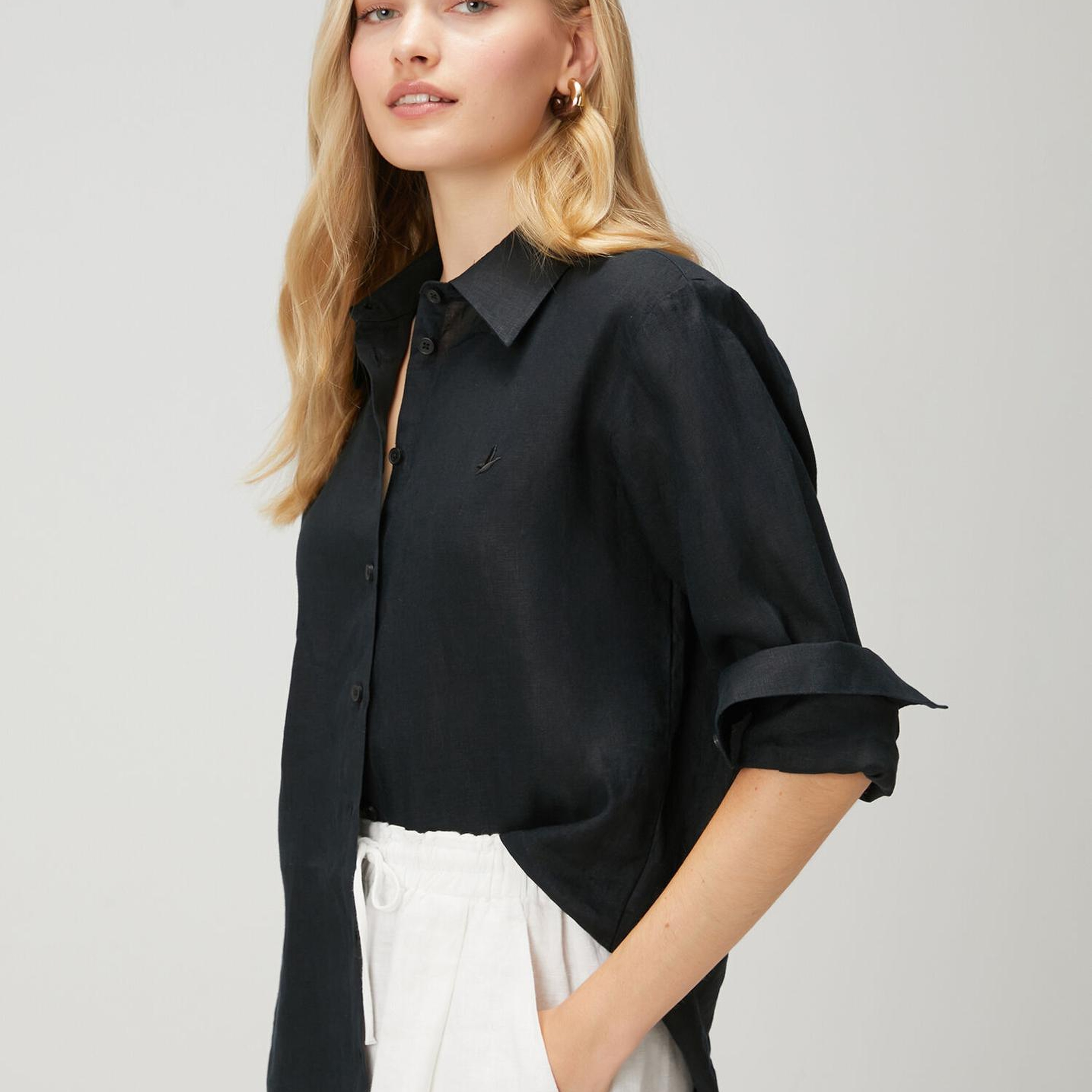 Beymen Club Kadın Siyah Keten Gömlek