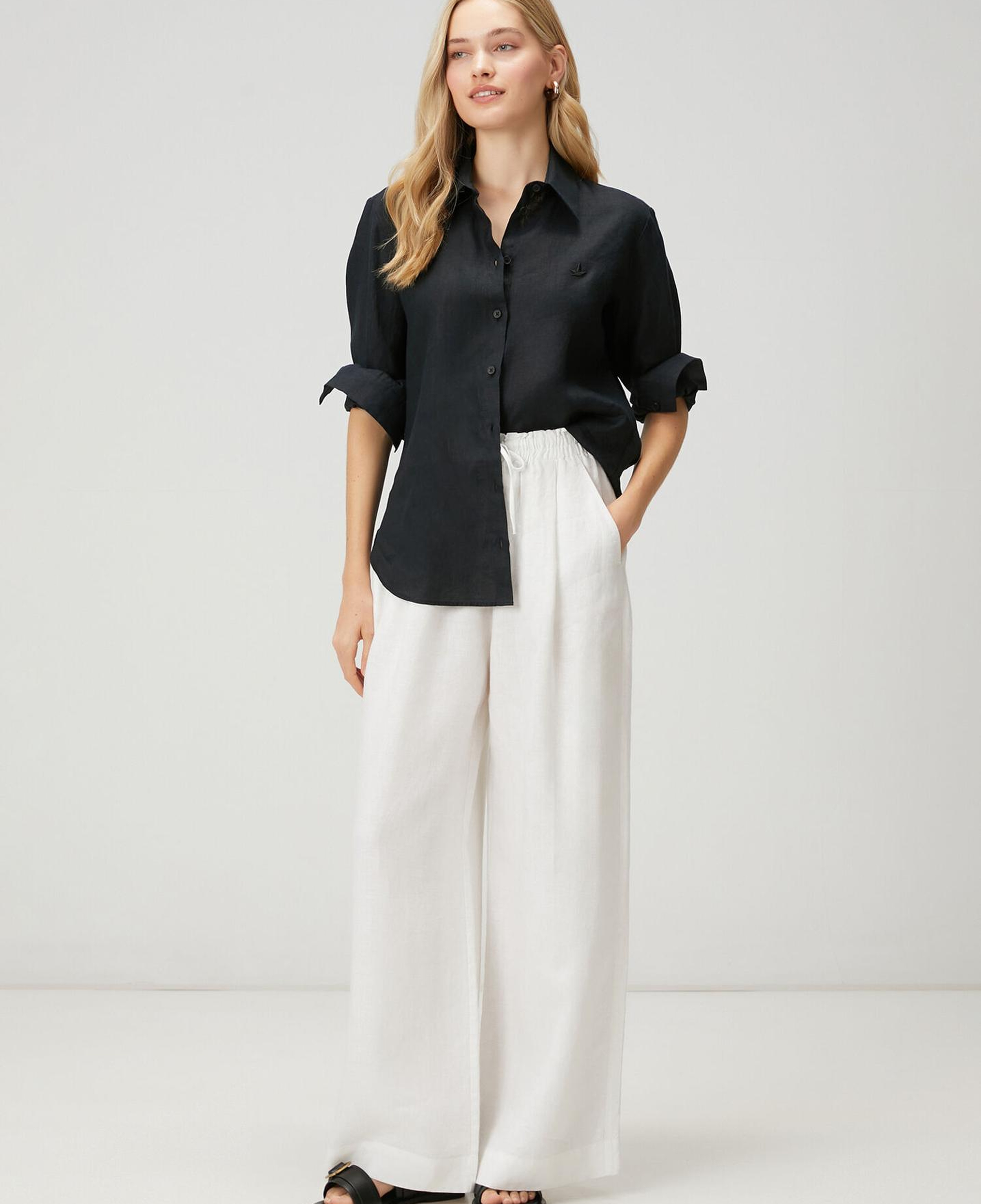 Beymen Club Kadın Siyah Keten Gömlek