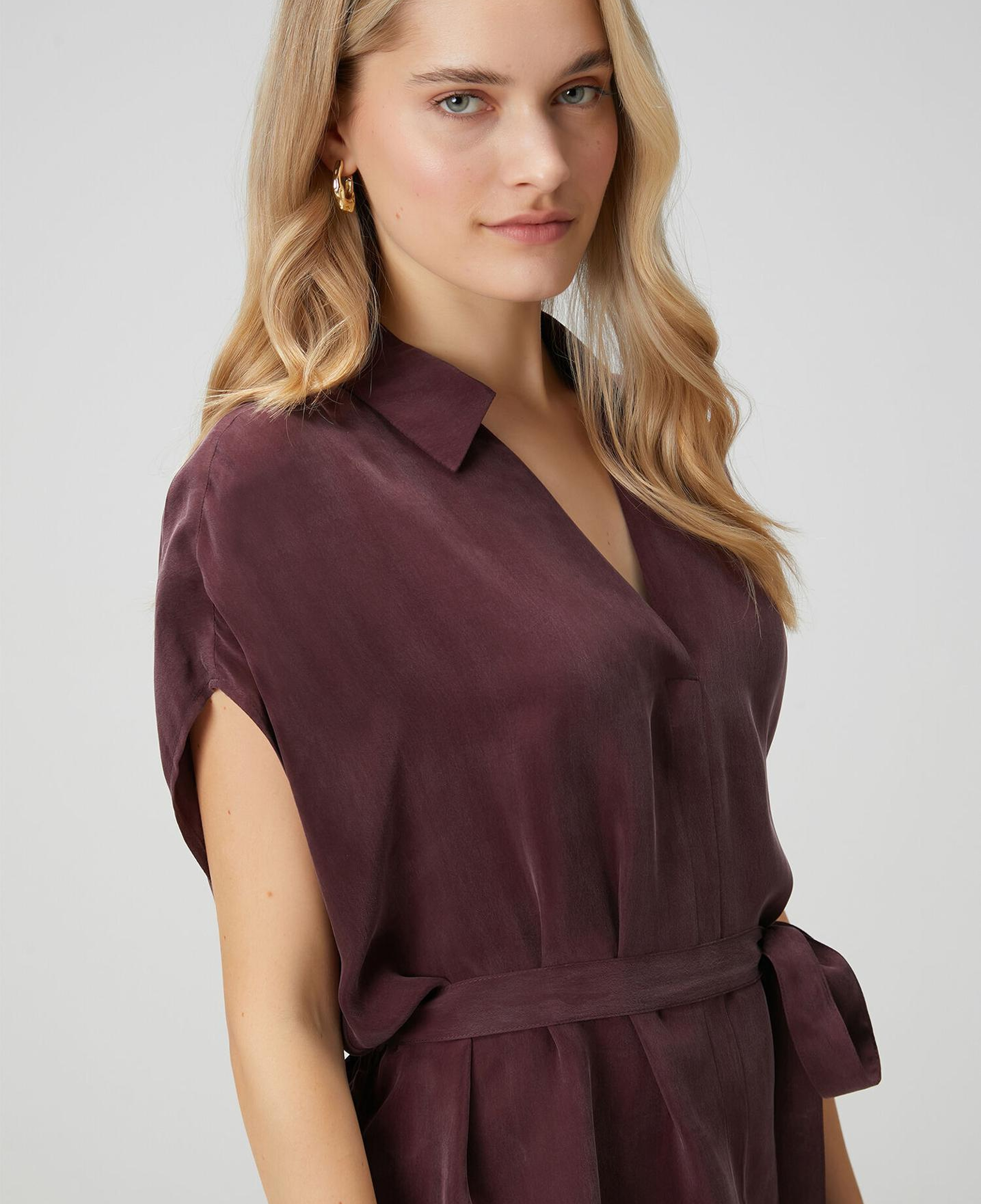 Beymen Club Kadın Bordo Cupro Mini Gömlek Elbise