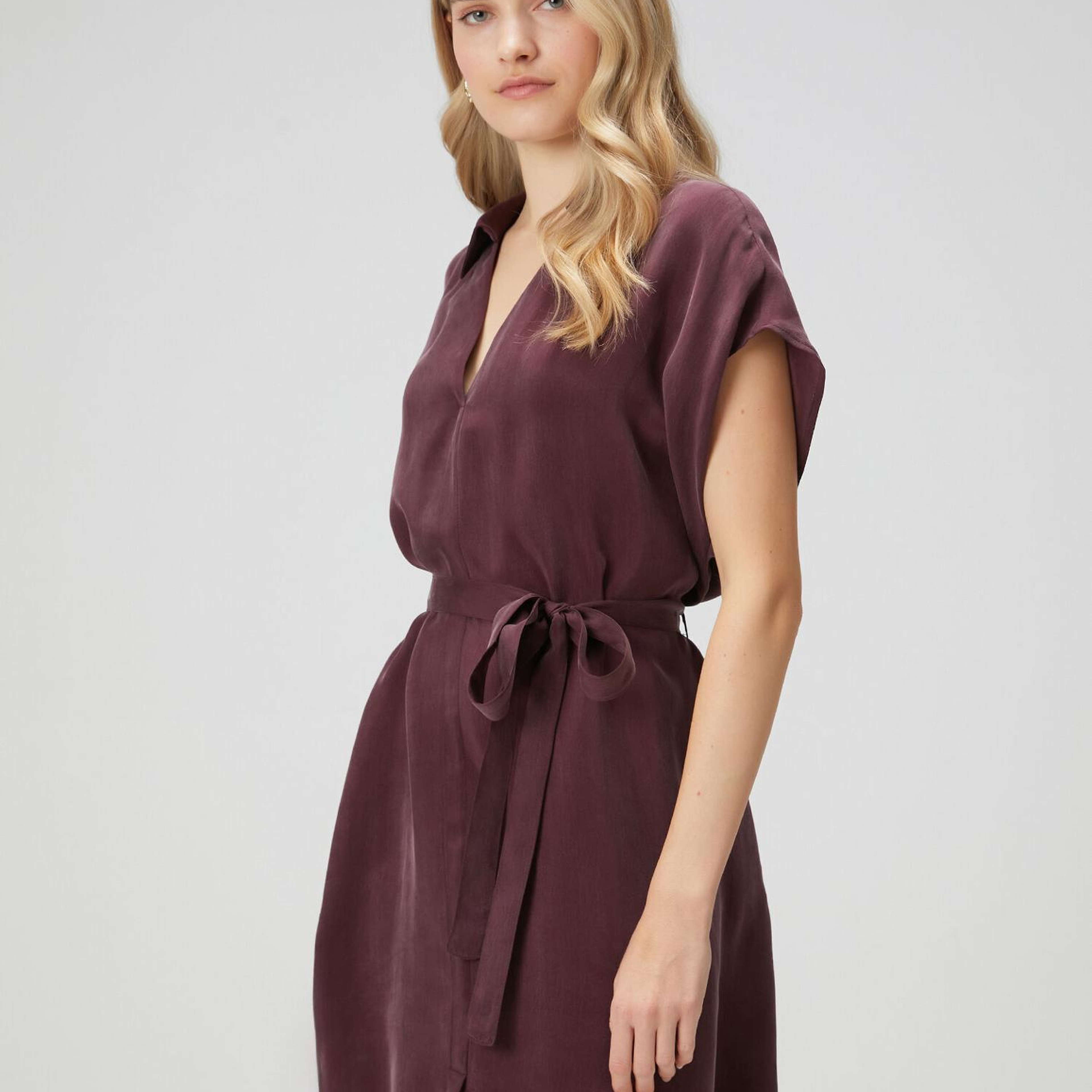 Beymen Club Kadın Bordo Cupro Mini Gömlek Elbise