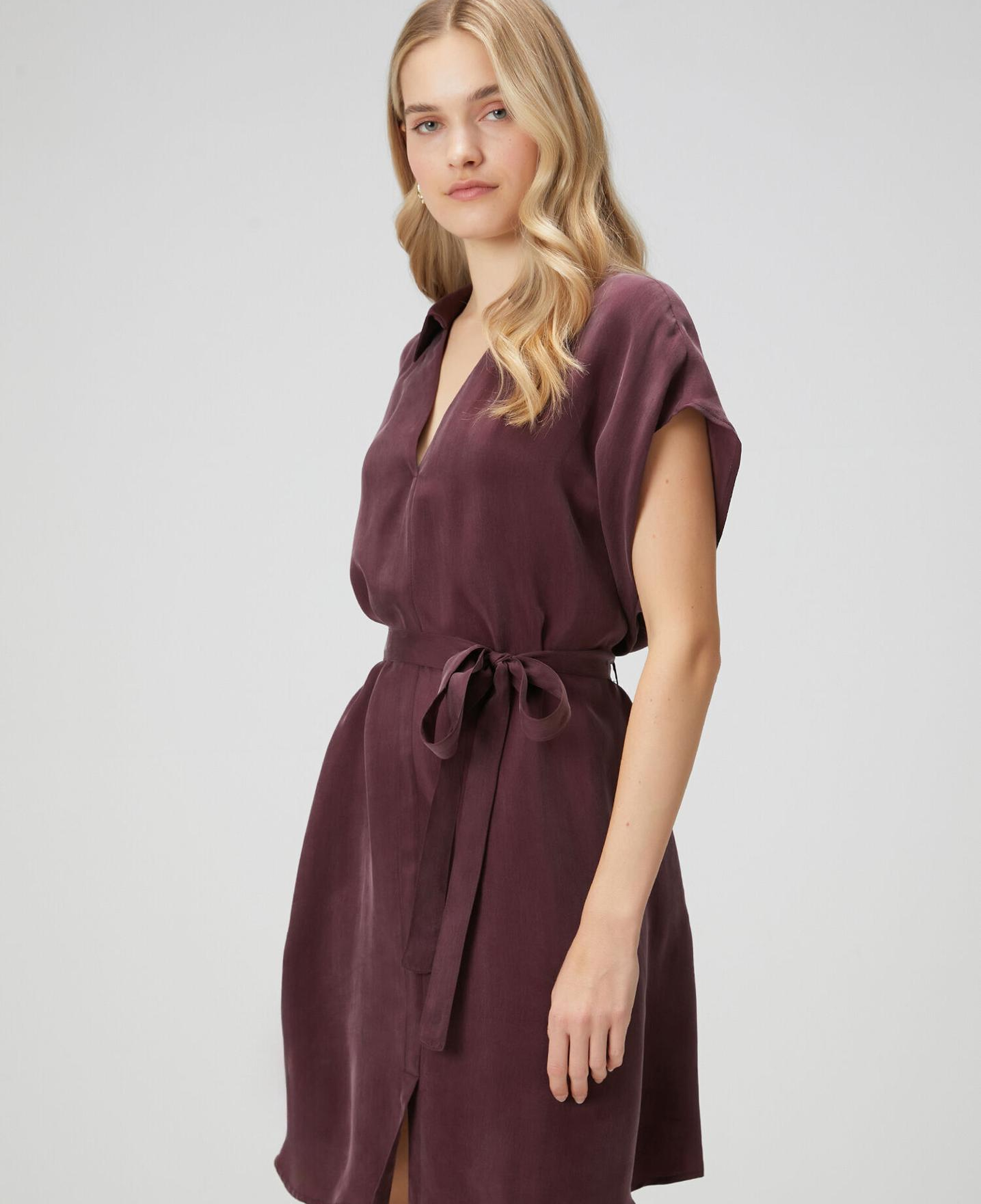 Beymen Club Kadın Bordo Cupro Mini Gömlek Elbise